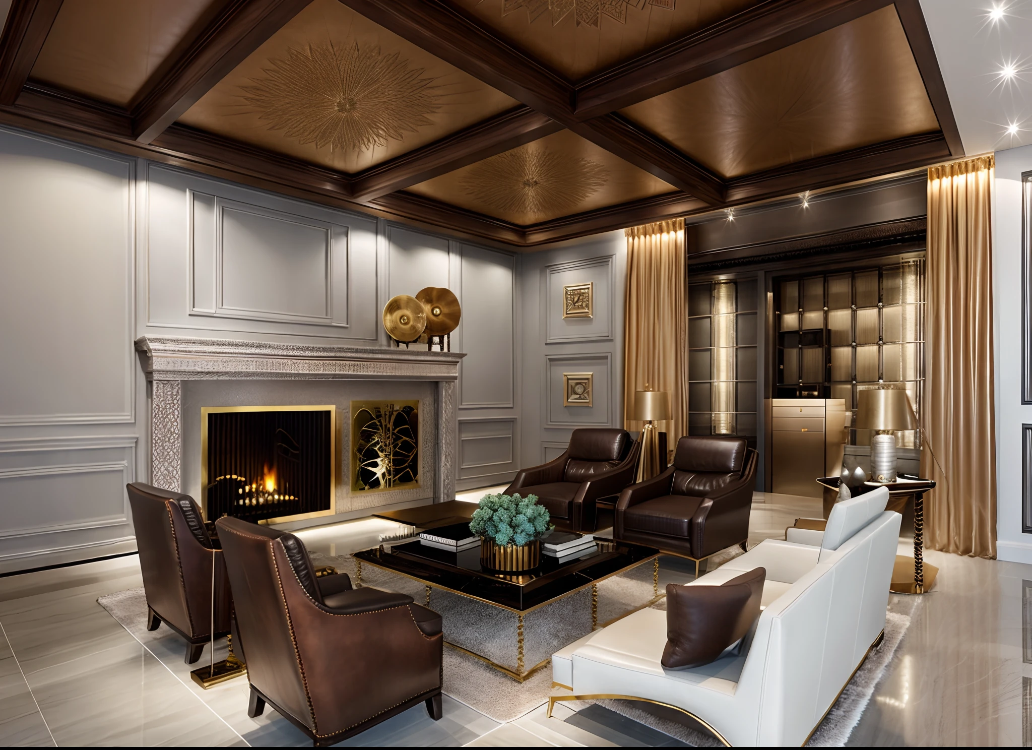 luxurious livingroom, leather armchair,