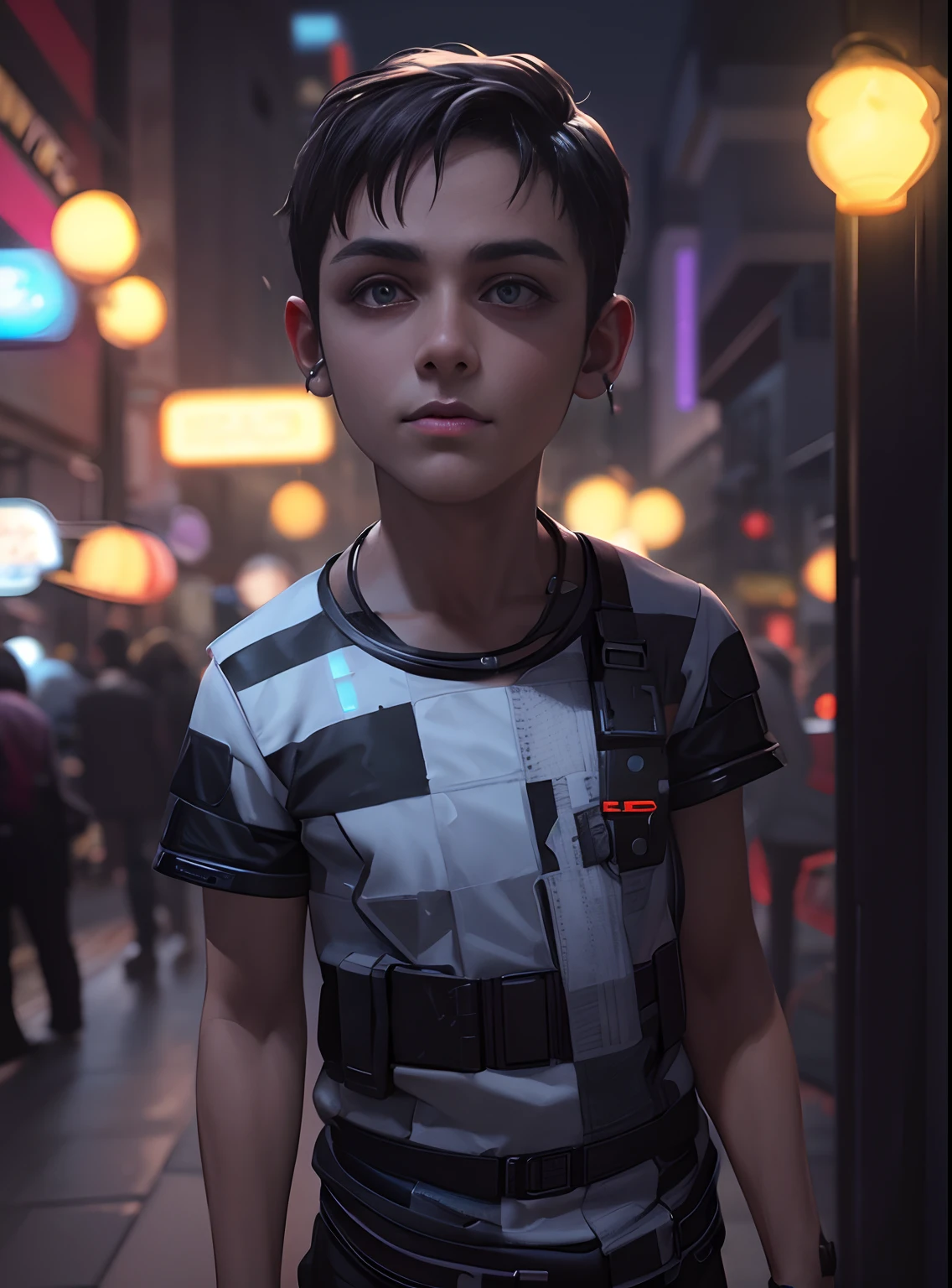 8k ultra-realistic cyberpunk background with a handsome boy