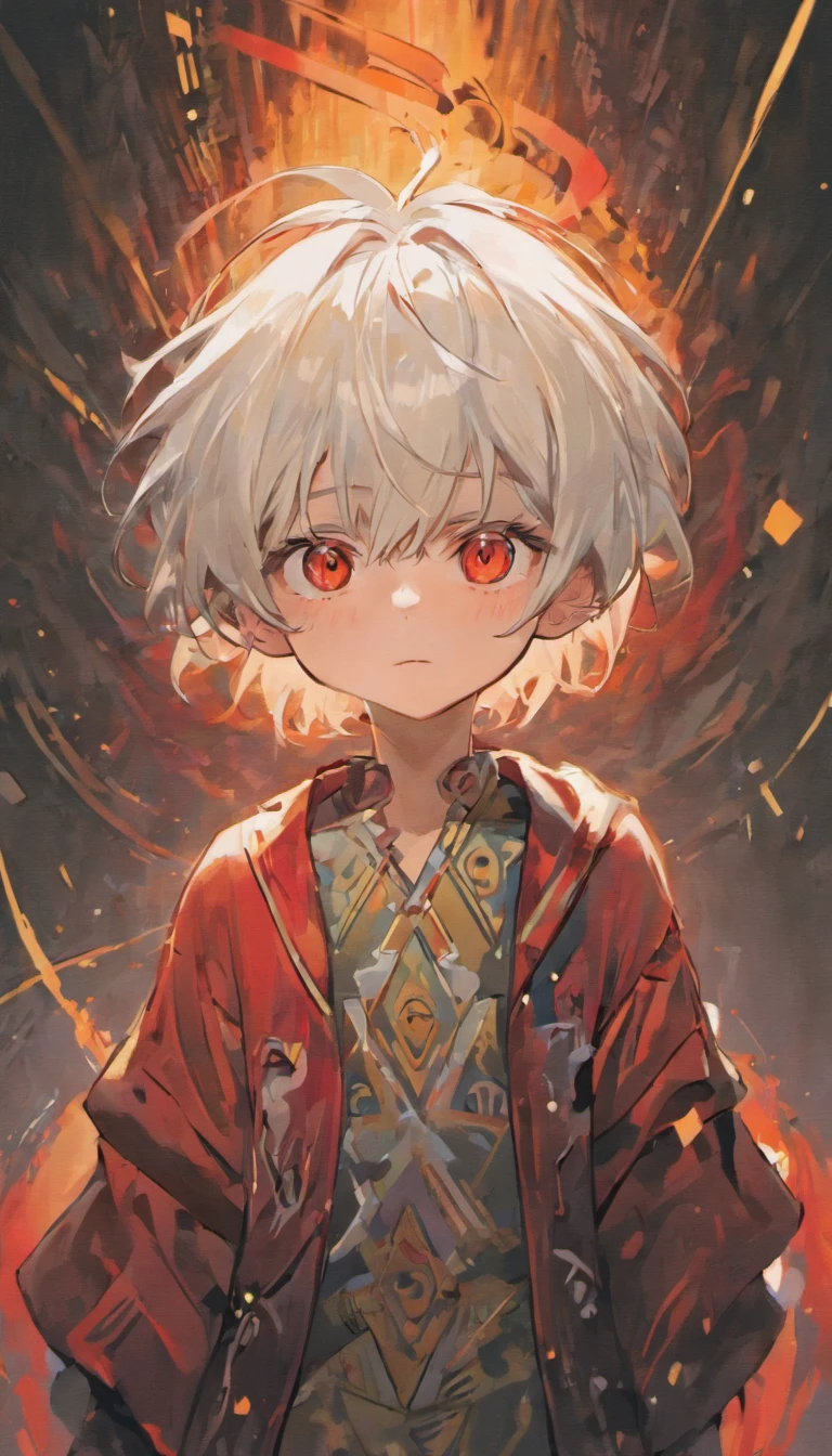 Little boy with white hair and red eyes, There is ugliness in beauty, But there is beauty in ugliness, In the style of Adrian Ghenie, Essao Adreus, Jenny Saville, Edward Hopper, hyperrealism, Dark Art by James Jean, Yamato Takato, Minimalist inkpunk