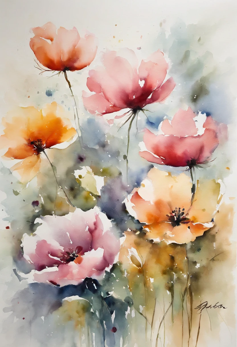 Delicate petals bloom in a tapestry of colors, inviting contemplation. Embrace the elegance of simplicity and capture the essence of assorted flowers in a minimalist masterpiece. Express their grace with precise lines and subtle hues. Short, gentle strokes create a serene composition, celebrating the beauty that lies within simplicity.