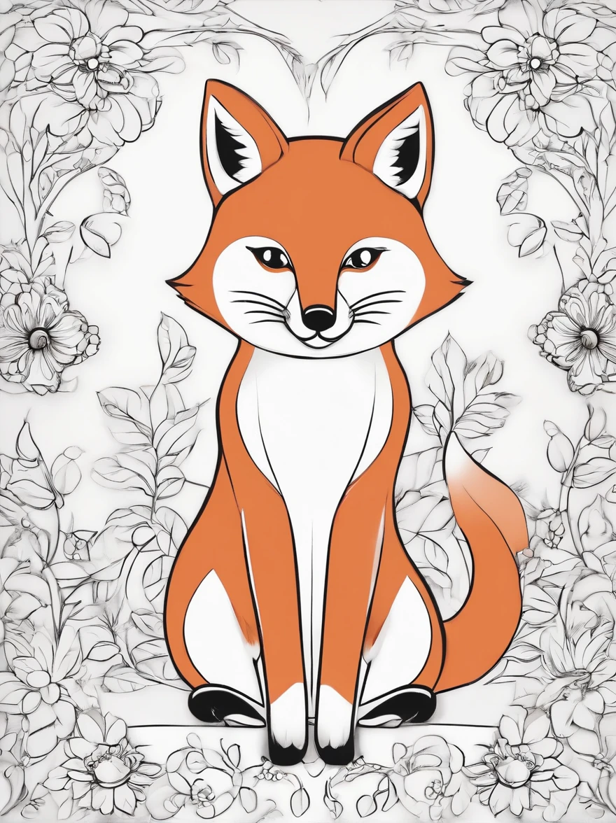 (melhor qualidade, Altas, ultra-detalhado, Pencil sketch)(livro para colorir, ilustrado, preto e branco:0.9, linhas finas, hand-drawn, raposa bonita dos desenhos animados)(fundo branco, simples, Minimalista, limpo)(Outline only, sem cor, sem sombreamento, sem textura, unicolor;)(lovely expression, Grandes olhos brilhantes, orelhas arredondadas, patas pequenas)(cauda curva, playful pose)(Bigodes, nariz rosa, boca pequena)(cara de raposa cartunesco, expressive characteristics)(estilo dos desenhos animados, bonito e animado)(Fun and interactive coloring experience)(child friendly) (presente perfeito para os amantes de raposa)(Pleasant and relaxing activity)(encourages creativity and imagination)(proporcionar horas de entretenimento)(Bring the fox to life with your choice of colors)(ideal for stress relief and mindfulness)