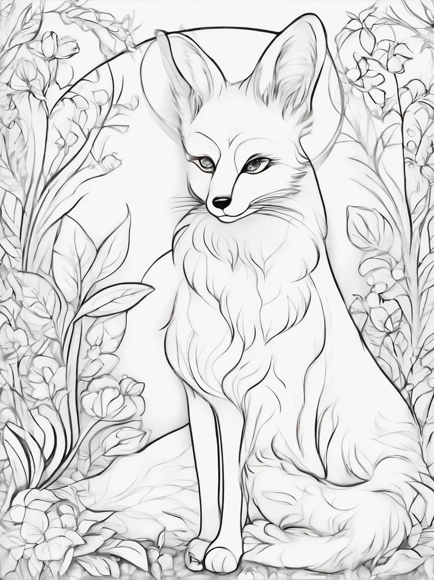 (best quality,high-res,masterpiece:1.2),cute cartoon style,black and white coloring book drawings of a beautiful fox with minimal details,ultra-detailed,charming and adorable,expressive and lively eyes and face,fluffy fur with delicate lines,graceful and delicate body posture,playful and mischievous expression,whiskers that add a touch of cuteness,fine details in the ears and paws,crisp lines and smooth curves,smooth shading and blending,precise and accurate linework,distinctive and defined tail,vivid and lively character,clear and defined anatomy,detailed and intricate patterns on the fur,light-hearted and playful vibe,endearing and lovable personality,expressive and exaggerated features,charming and captivating artwork,charismatic and enchanting presence,whimsical and imaginative art style,captivating and engaging illustration techniques,filled with joy and cheerfulness,evokes a sense of nostalgia and warmth,perfect balance between simplicity and complexity,delightful and enchanting imagery,fantasy-inspired elements that add a touch of magic,dreamy and atmospheric ambiance,carefully crafted and thoughtfully composed composition,visually pleasing and aesthetically pleasing design,elegant and graceful artistry.