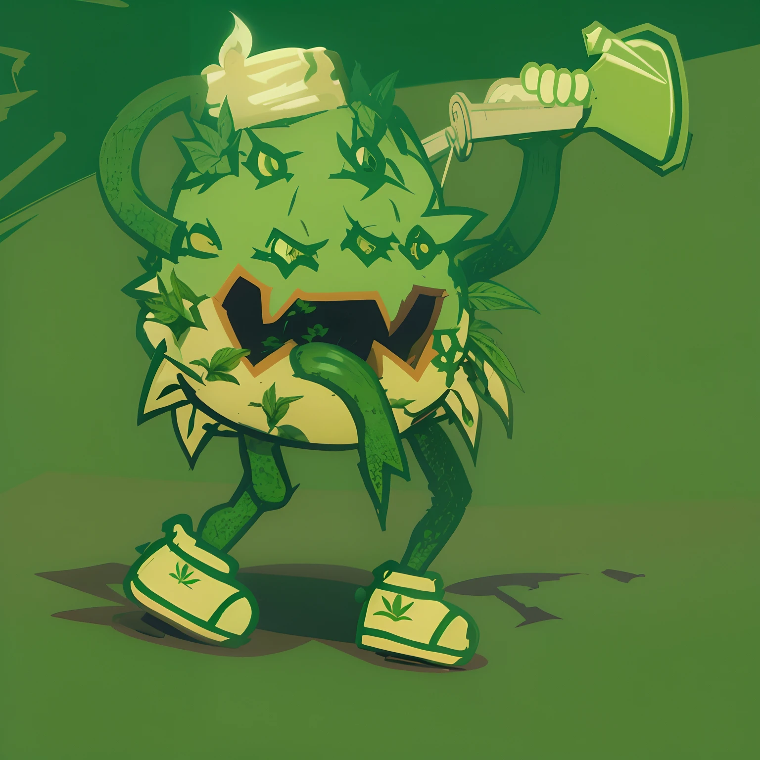 Cartoon of a green monster with sunglasses and a tennis racket, erva daninha, marca de cutie de ervas daninhas, maconha!, fundo da erva daninha, Nug Fotos, personification of marijuana, ganja, Cannabis!, Tema Maconha, # smokeweedeveryday, Dabbing, Stoner, maconha, desenhos animados de alta qualidade, maconha, arte de alta qualidade, fumar maconha, cartoonish funny, folha de vas
