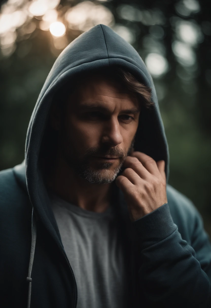 Portrait of a father with hoodie