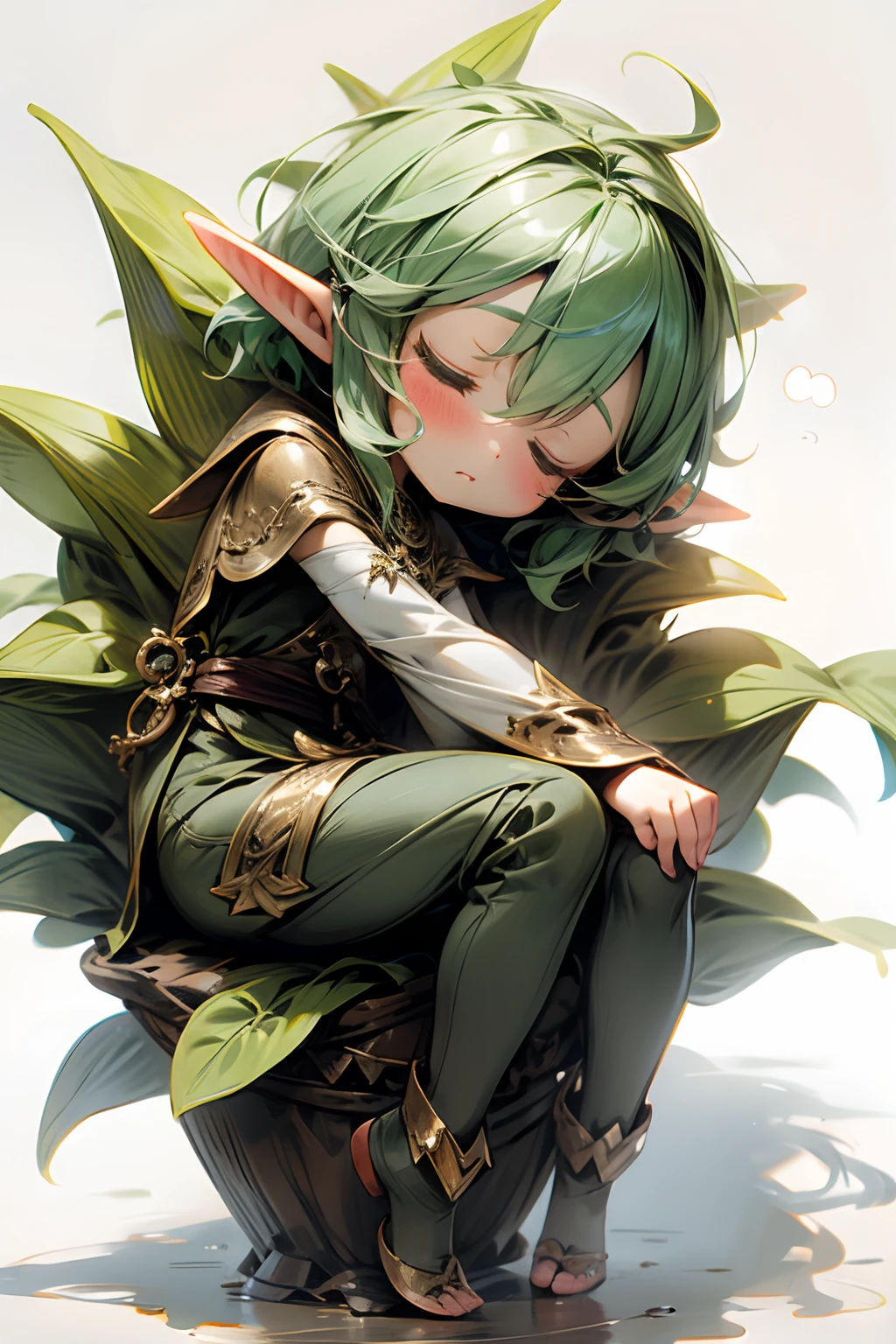 Chibi, sleepy elf girl