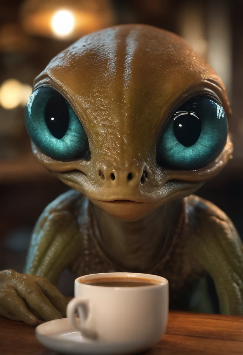 A creature request for Stable Diffusion:

alien with flattened head, 4 olhos negros, usando uma rede de pesca, in a coffee shop, [illustration] durante (best quality,4k,8k,Altas,master part:1.2), ultra-detalhado, (Realistic,fotorrealista,photo-realistic:1.37), HDR, UHD, studio lighting, extreme detail description, profissional, vivid colors, Bokeh, [artista conceitual], [scientific fiction], [retrato], [Landscape].