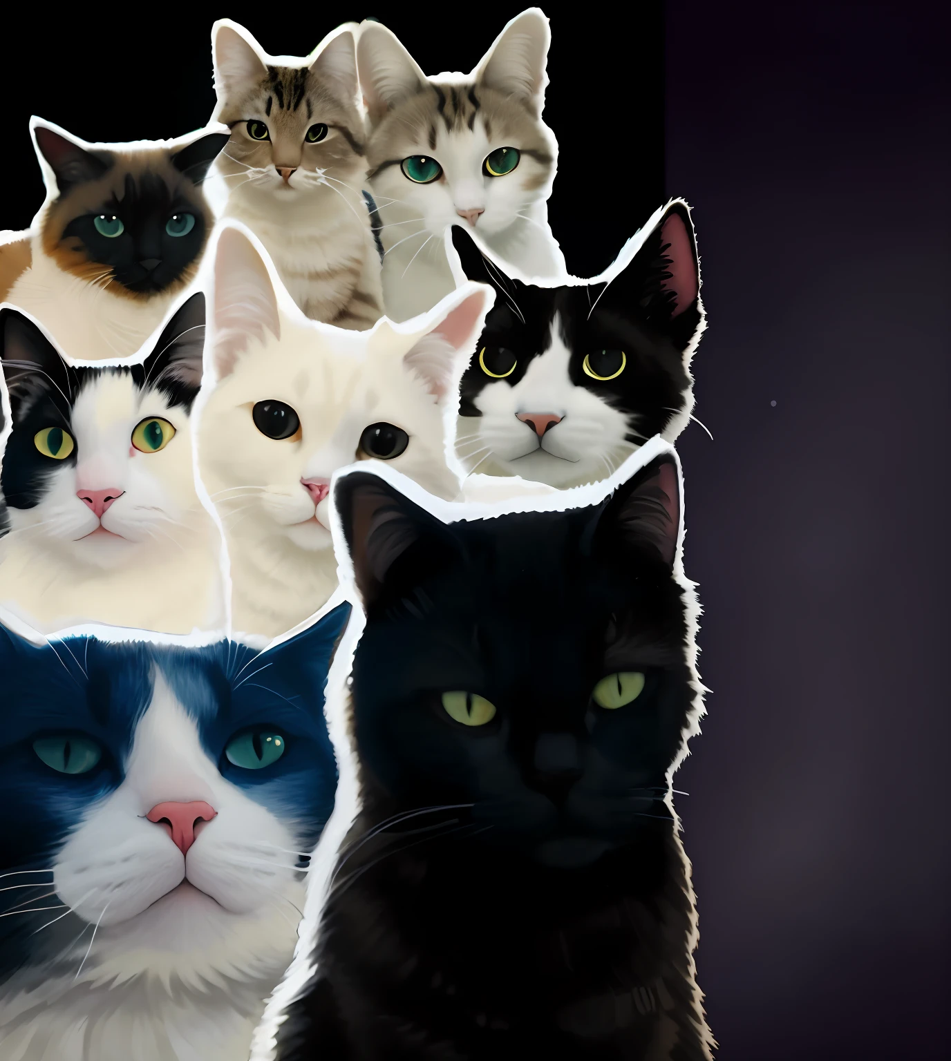 There are many cats that are all different colors and sizes, GatosGatosGatos, Gato. pintura digital, Gatos, Gato, Gatos! are around, # 1 pintura digital de todos os tempos, #1 pintura digital de todos os tempos, gatos gatos dreamGatos, retrato do gato, foto do gato, Someone, gatos bonitos, pintura de retrato do gato, gatos, Encontro dos Gatos