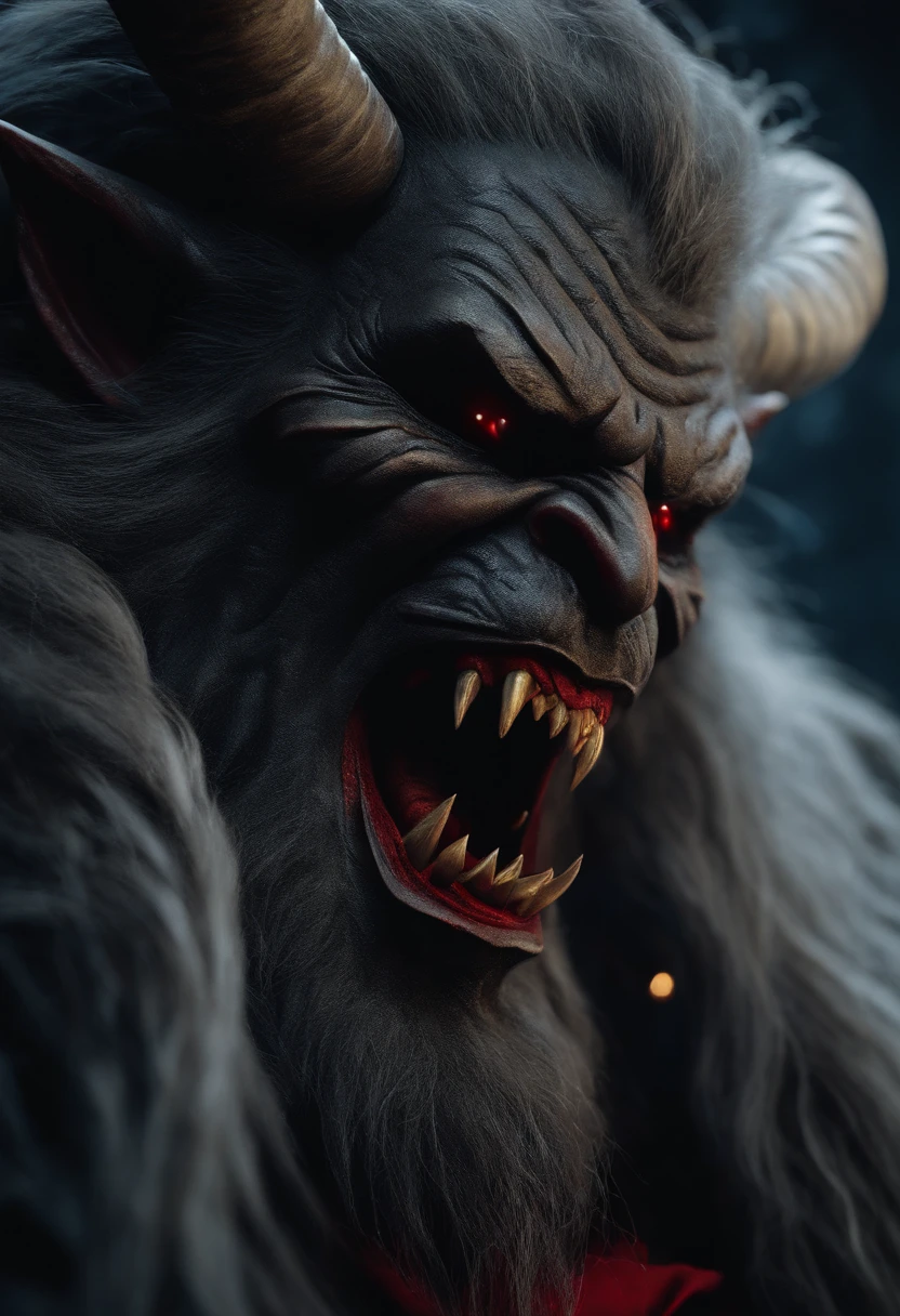 A close up of a demon with a red tie and horns - SeaArt AI