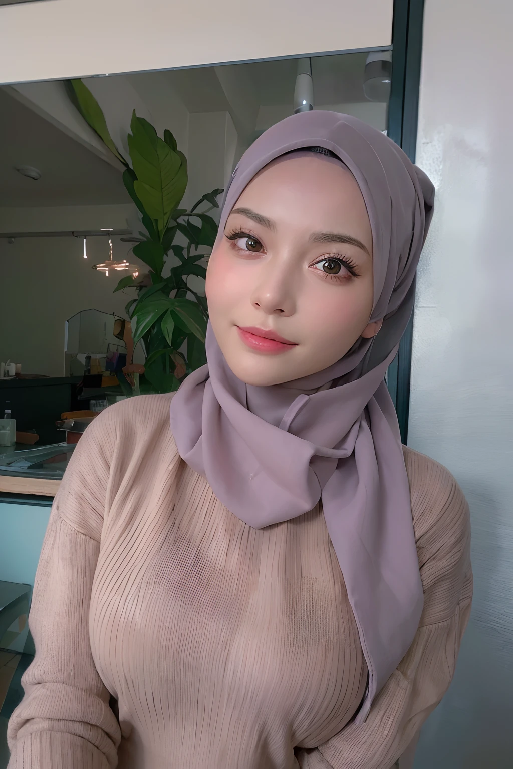 (masterpiece:1.3), (8k, photorealistic, RAW photo, best quality: 1.4), (1girl), beautiful face, (realistic face), hijjab, beautiful hairstyle, realistic eyes, beautiful detailed eyes, (realistic skin), beautiful skin, (sweater), absurdres, attractive, ultra high res, ultra realistic, highly detailed, golden ratio