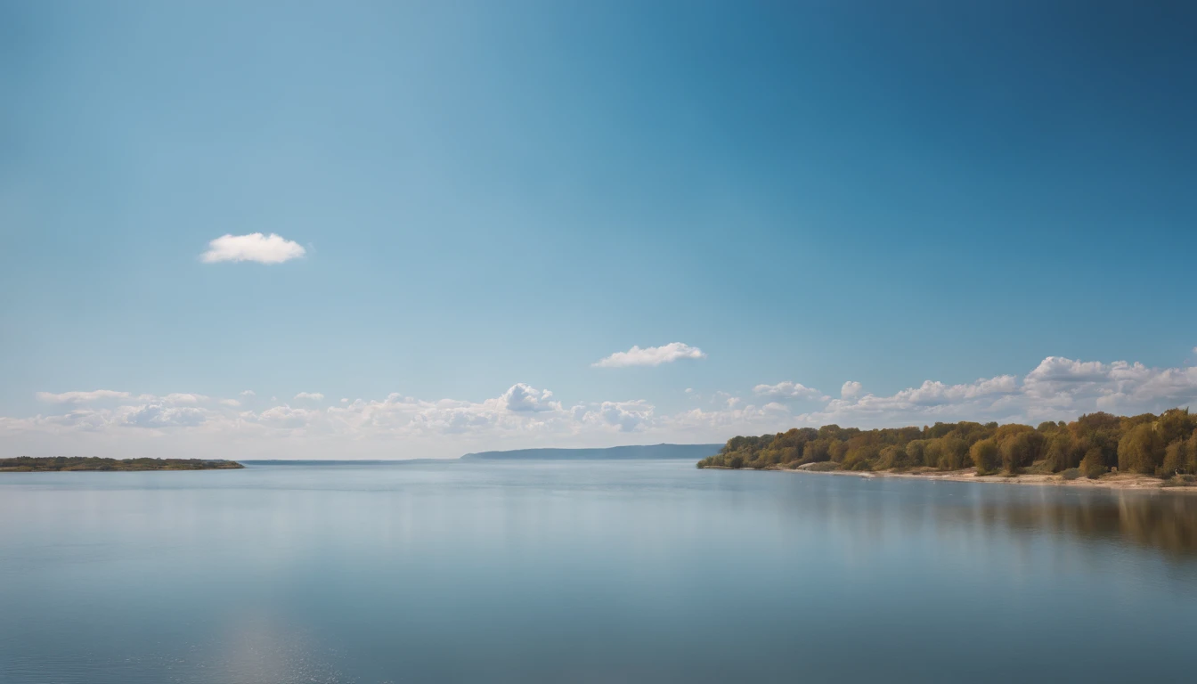 Generate an image that illustrates the realization of the separation of the waters, revealing the majestic blue sky.