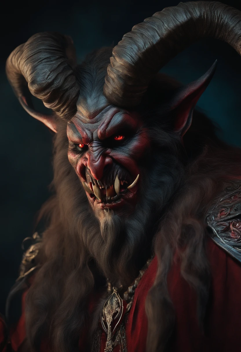 Krampus 
with horns, sharp claws and a long, forked tongue.