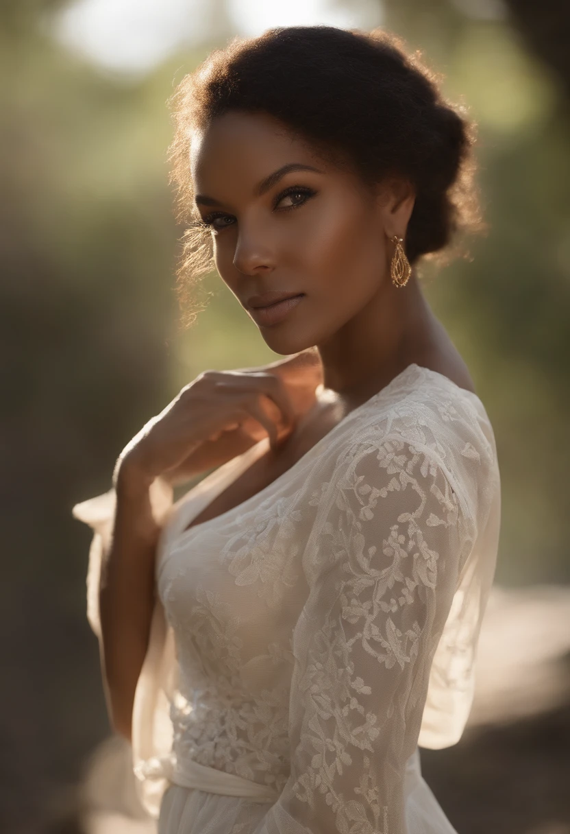 Attractive sexy arched back big skinny ass african-american, Light Skin Women 30 Years Old Black Curly Hair at the Waist, avec jupe haute, looking back, sourire humble, Bas en maille sur les cuisses, Bon abdos, Belles jambes longues sexy, (photo-realistic: 1,5) (tmasterpiece: 1,5) (beste-Qualit: 1,5) (Color Corrected) (detail skin: 1,5) (8k)