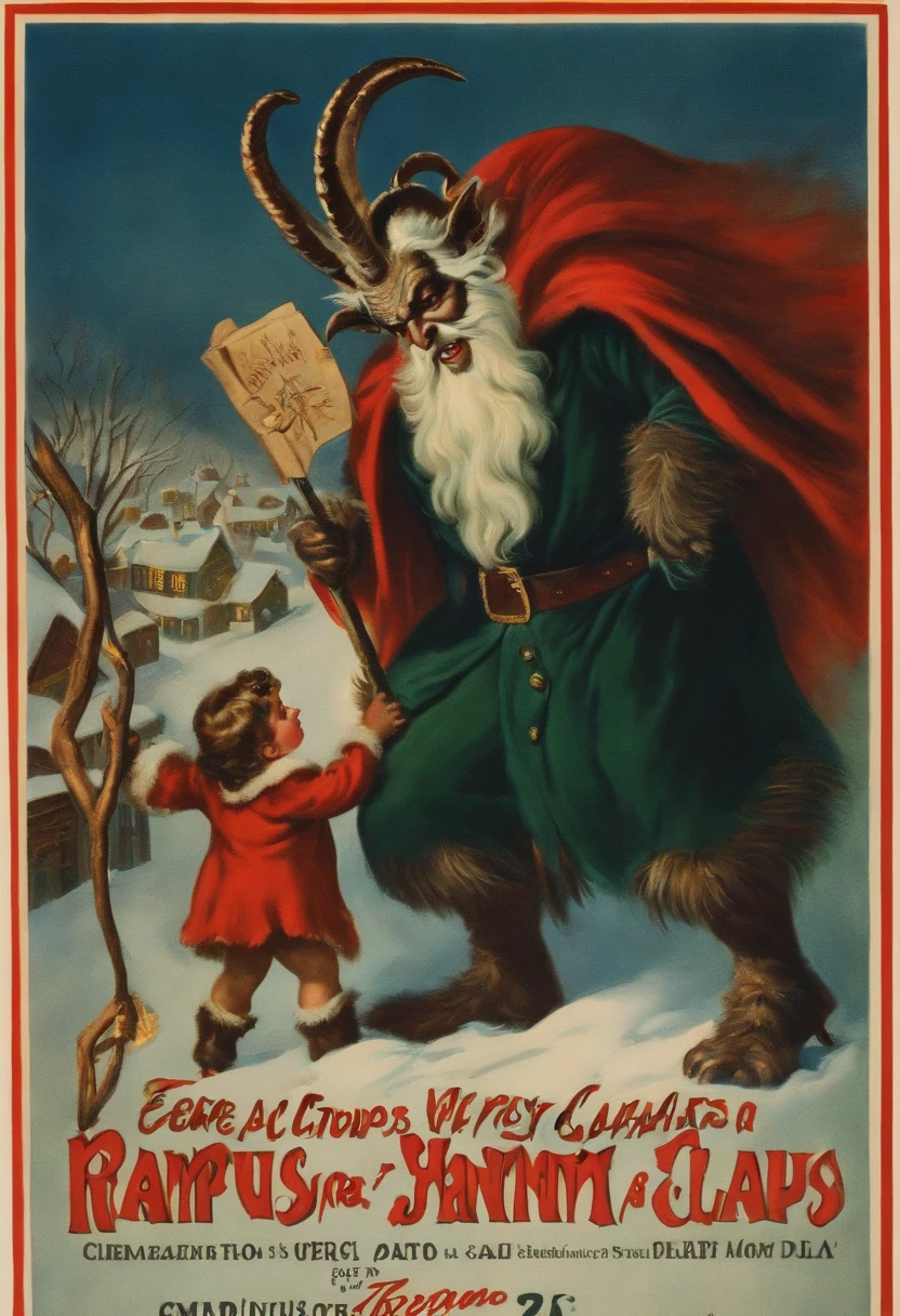 Krampus facing Santa claus