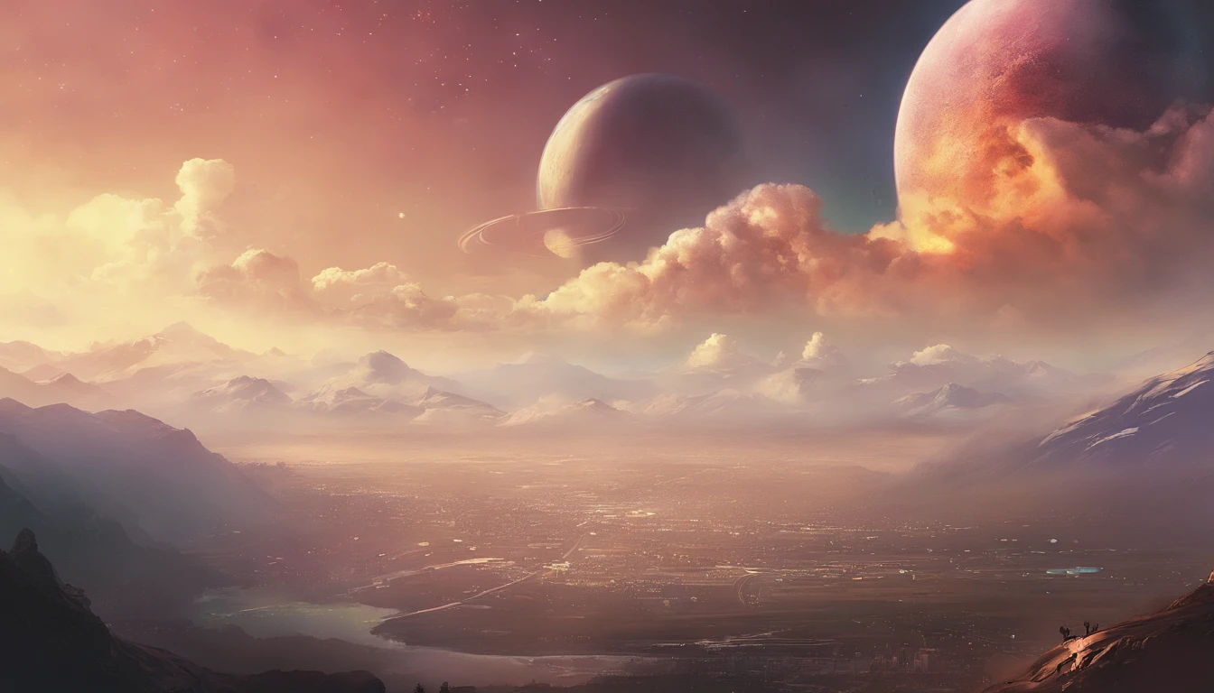 Create an image that highlights the beauty and breadth of the newly formed sky.