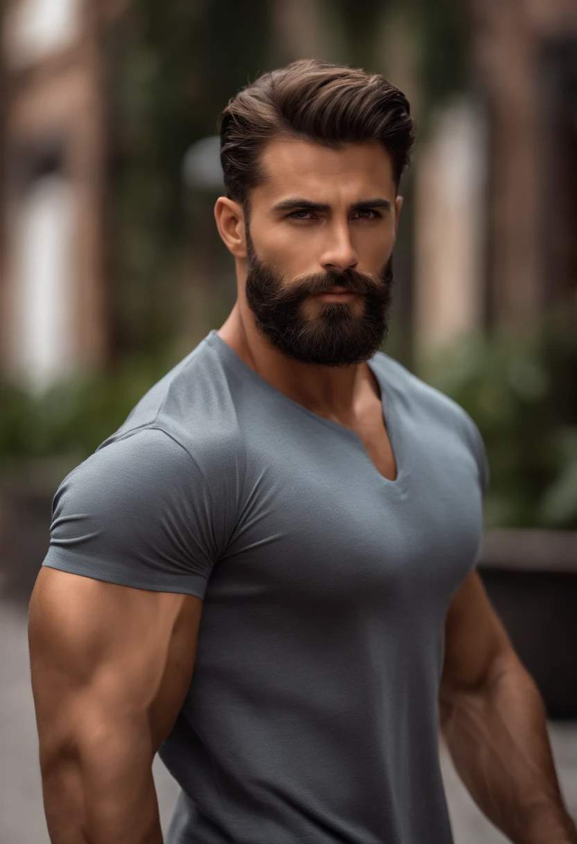 (La mejor calidad,8k,realista),Hombre guapo,conpequena barba,machista,ojos color maron,brown hair,good muscles,no camisa