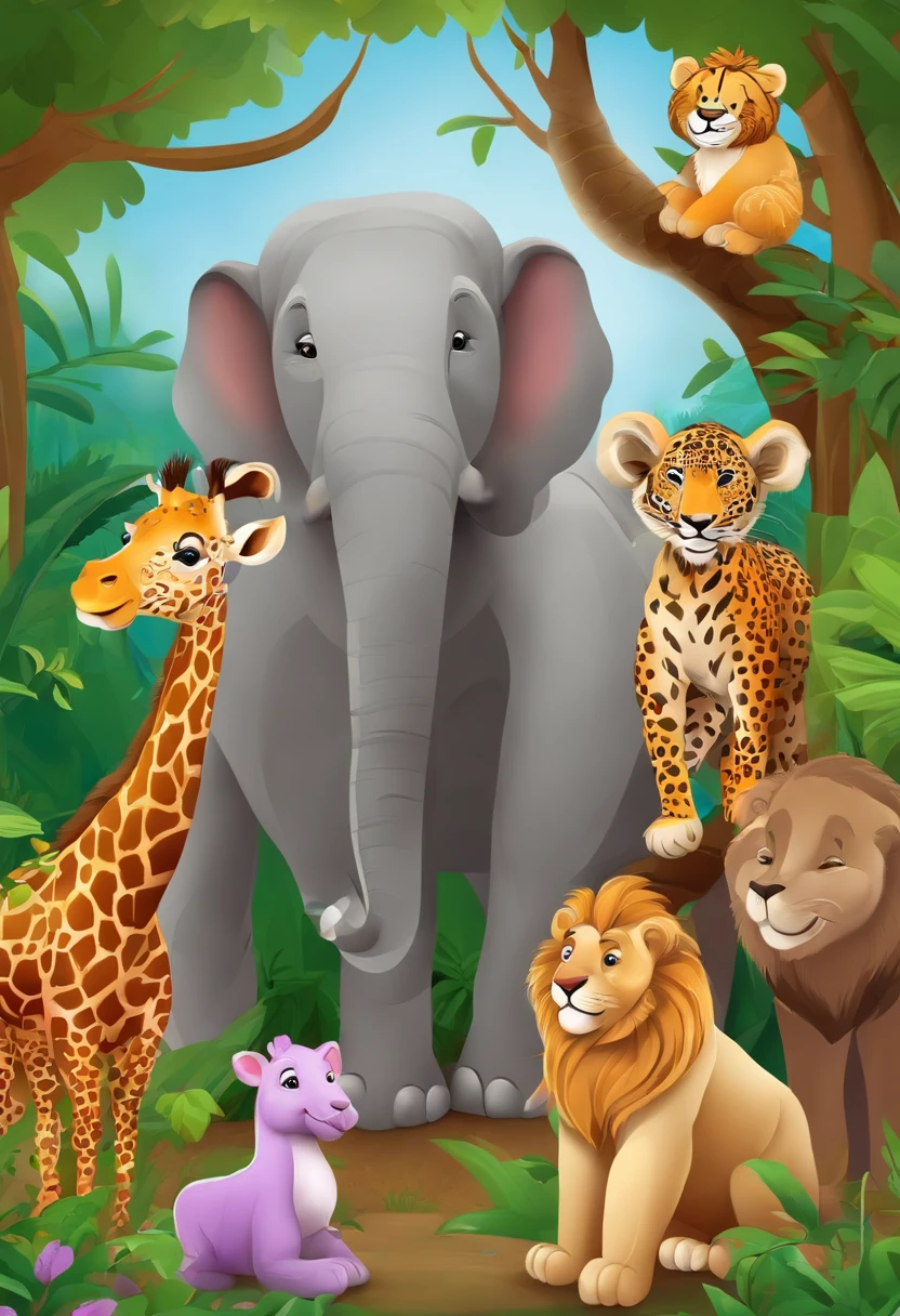 Zoo animals,cartoon style for kids