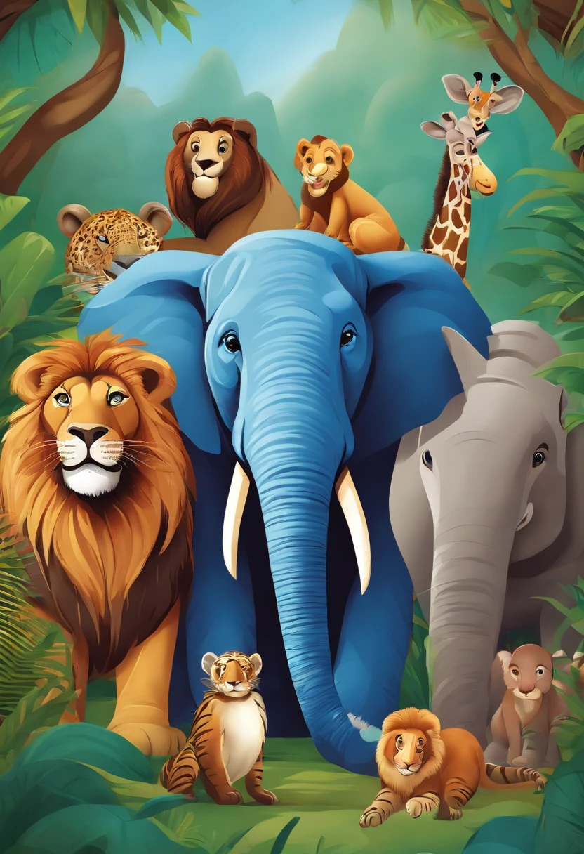 Zoo animals,cartoon style for kids