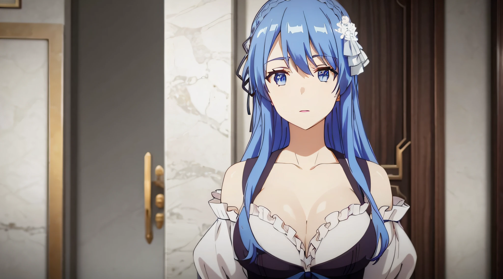,blue hair,blue eyes,