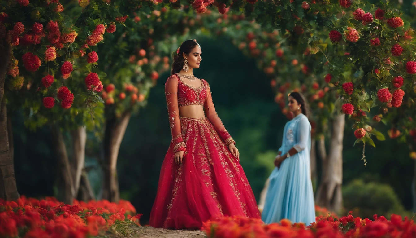 imagem de dois monges -um velho e um jovem -  vestidos com roupas orientais de budistas, um velho e um jovem adolescente, sentados debaixo de uma arvore de cerejeira em flor