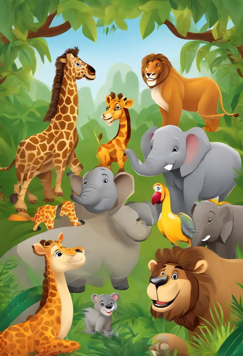 Zoo animals,cartoon style for kids
