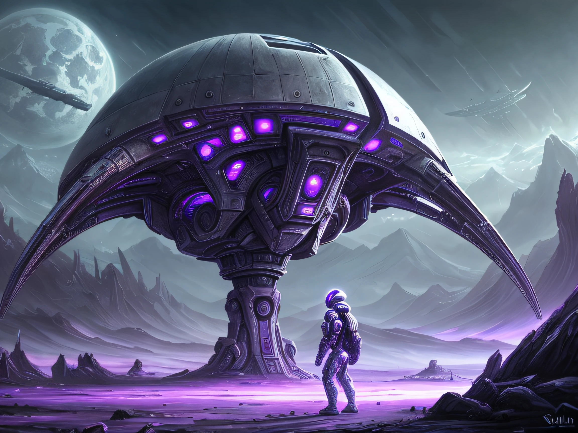 "Humanoid cybernetic structure created for combat on an alien planet":
Meio: Oil painting
Style: Surrealista
Artista: H.R. Giger
Sites de arte: Pixiv
Resolution: Altamente detalhado
Detalhes adicionais: alien creatures, exotic alien landscape
Colour: Tons de preto, Grey and purple
Lighting: Surreal and unreal lighting