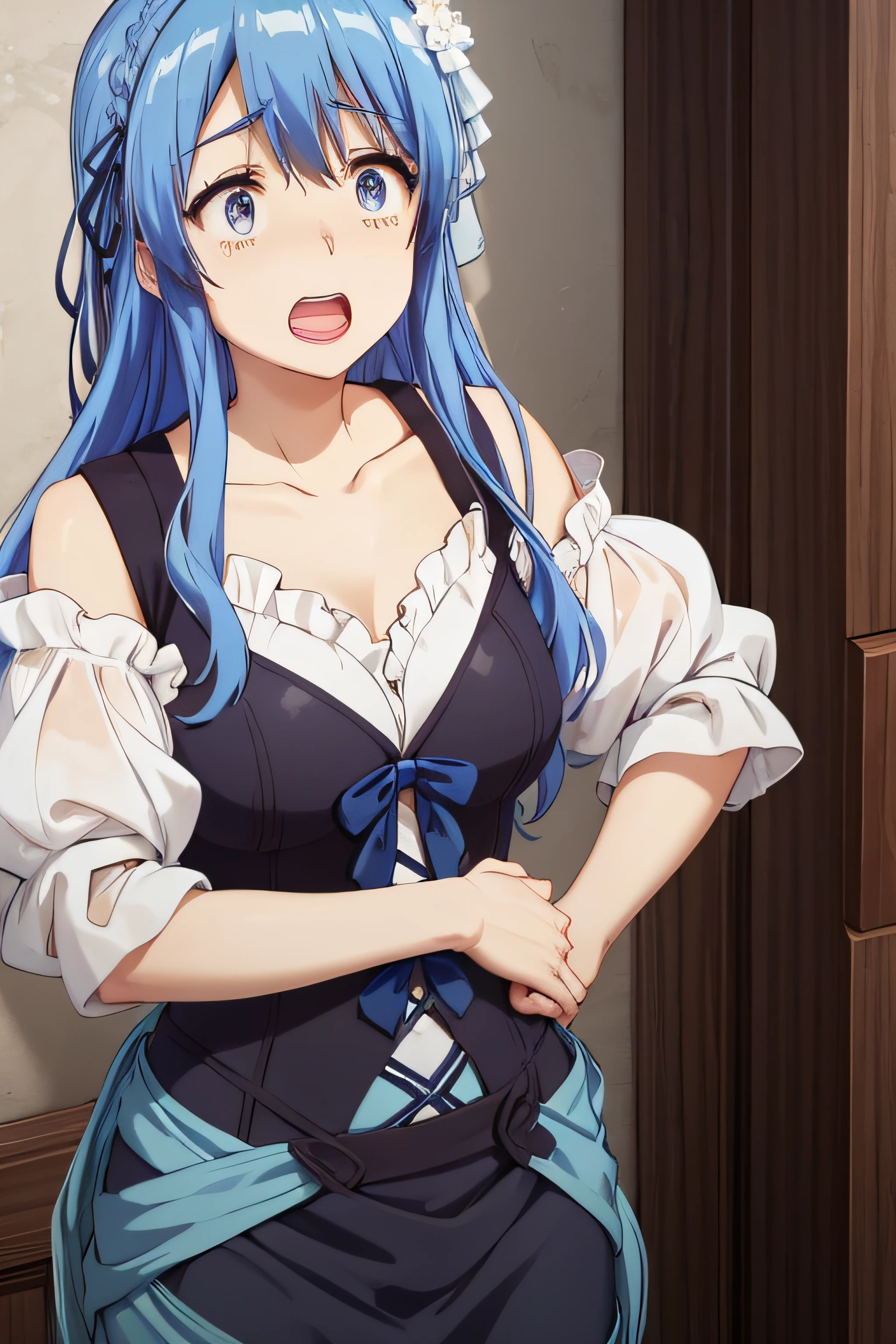 Juna,scared expression open mouth clenched teeth