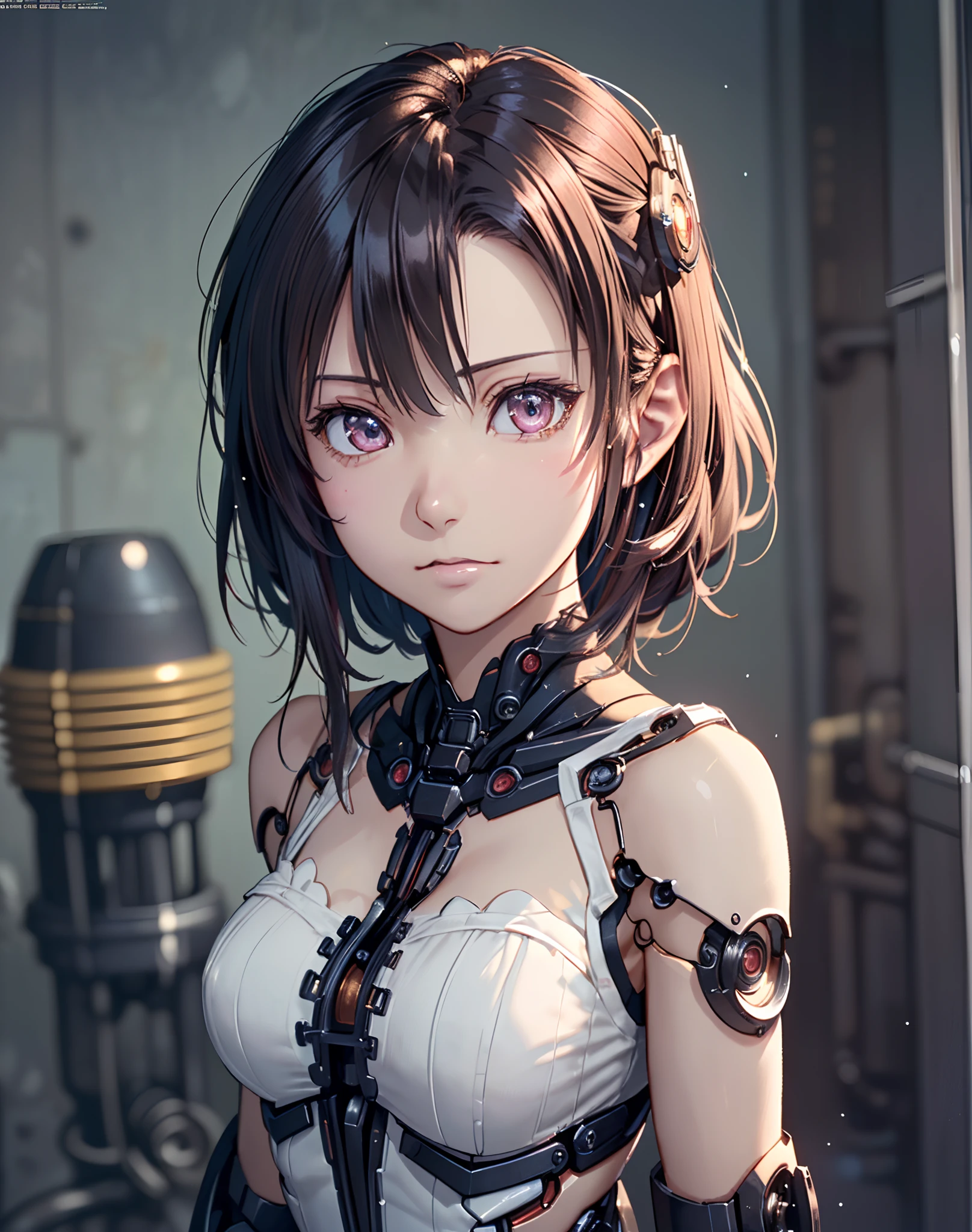 (((masutepiece))), ((((Best Quality)))), ((((Ultra-detailed))), (High Definition CG Illustration), ((extremely delicate and beautiful face)),(Cute and delicate face ), Cinematic Light, ((1 Mechanical Girl)), Solo, Whole body, (Machine-made joints: 1.4),...