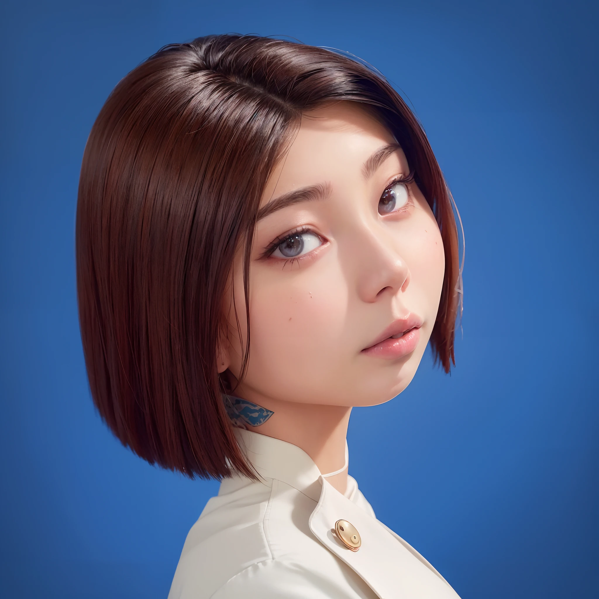High quality image, masterpiece, detailed hair texture, detailed skin texture, detailed cloth texture, 8k, ultra detailed skin texture, ultra detailed photo, skin pores, portrait of a girl, wearing chef suit, add fabric details, realistic fabric texture, realistic skin texture