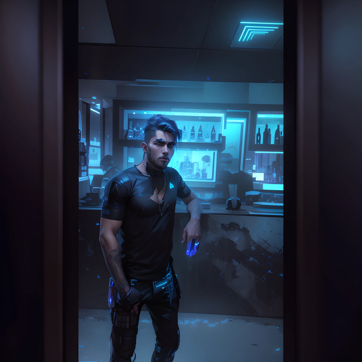 Change background cyberpunk handsome boy, realistic face, 8k