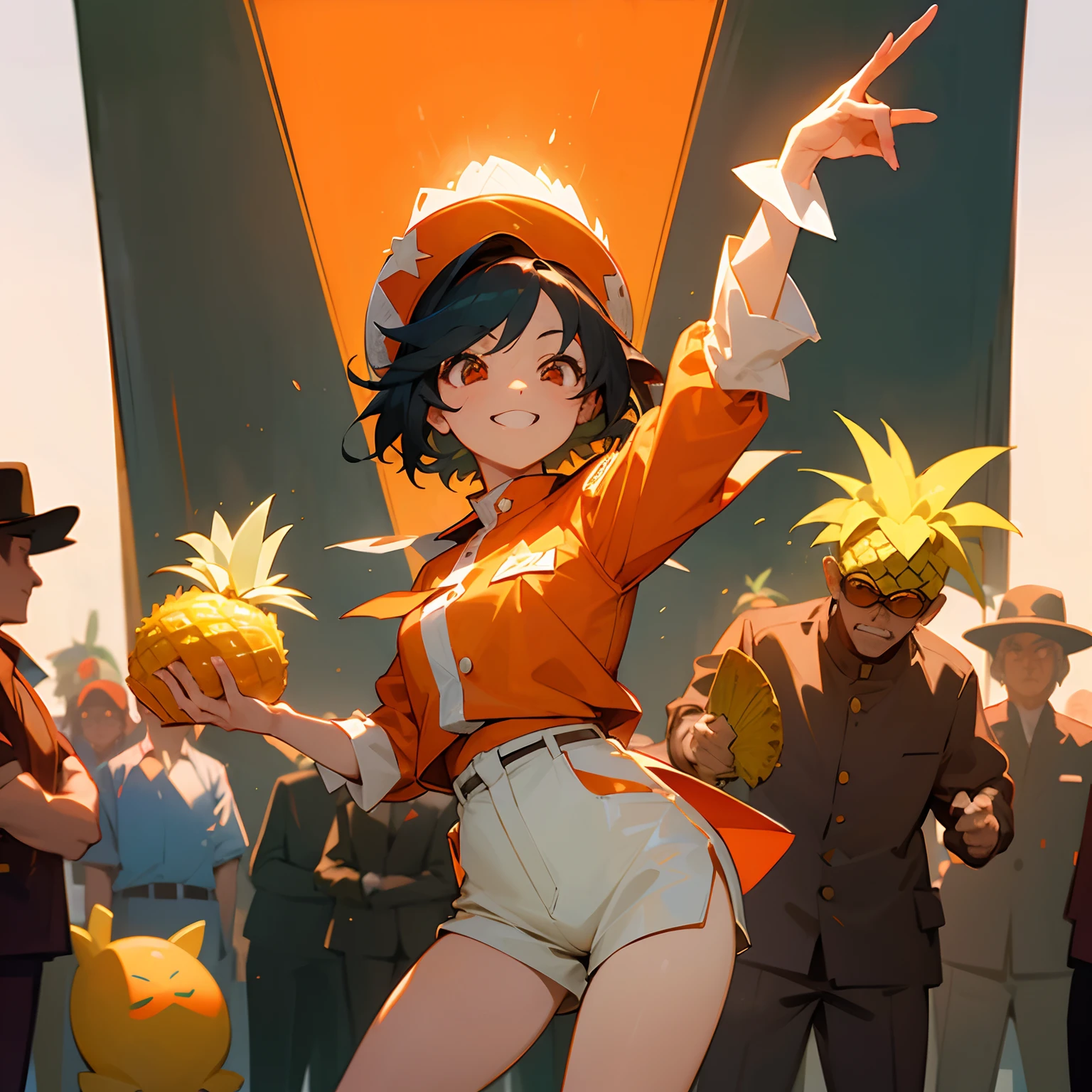 masterpiece、top-quality、an orange、Cooker、Fashionable men、Police officer man grinning、Longing pineapple、Angel girl on the street corner、Red cowboy hat and star man、Uncle of Katsumata Shorts、Girl dancing in uniform、Get High Leg、Eternal Children、On the rampage、Morning and night、