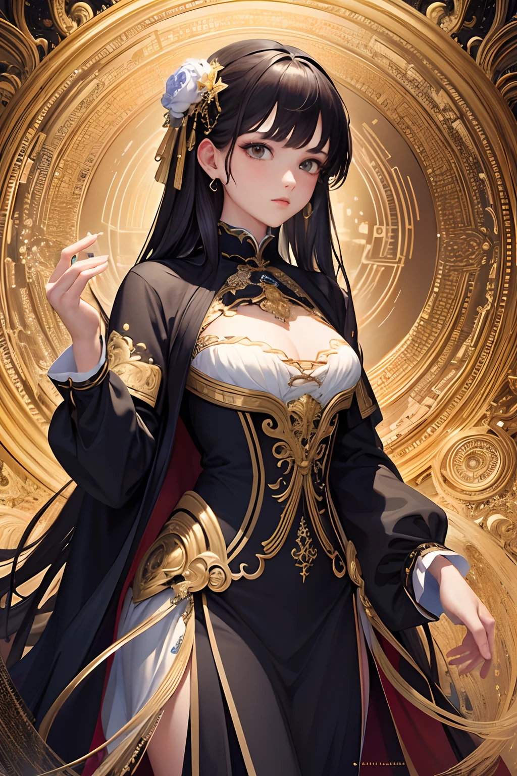 （（（Emperor and Empress 1.2））），Black Ming uniform，super detail, UHD, masterpiece, ccurate, textured skin, super detail, high details, high quality, award winning, best quality, highres, 1080P