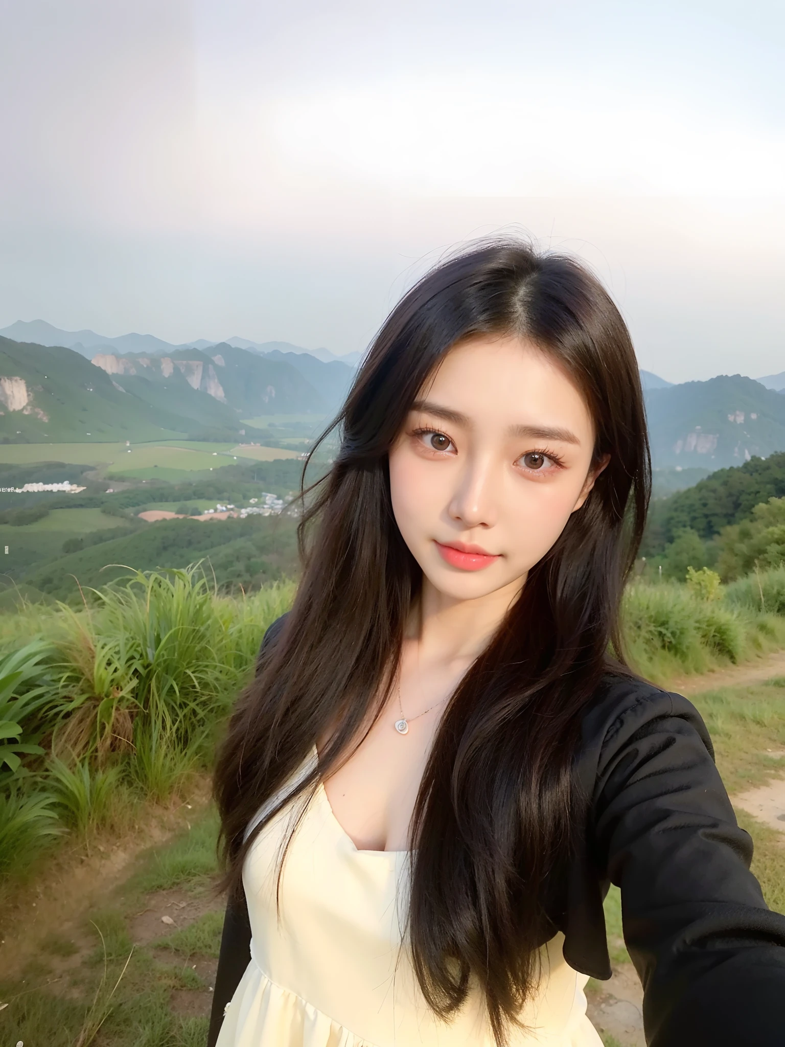 Arafeld woman taking a selfie with camera in the field, 8k selfie photograph, xintong chen, Li Zixin, wenfei ye, Xianxia, xision wu, Chinese girl, Yun Ling, Lin Qifeng, zmonzheng, zeng fanzh, ruan jia beautiful!, Chinese woman, chengyou liu