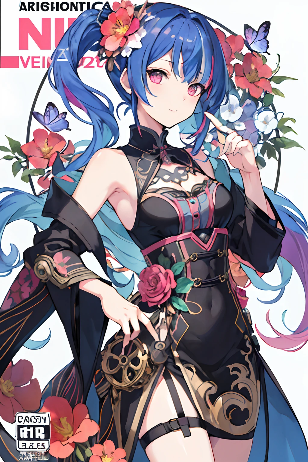 maximalism artstyle、Steampunk style、gear wheel、makina、metals、neon theme、、Suprematism、、Hyper-detailing、hyper quality、、beautifuly color、faces、Her hair is flowers、florals、The hair、florals、butterflys、gear wheel、Steampunk 1 Girl Kawaii、、、high detal、hightquality、Back lighting、Hair and clothes are metal、The upper part of the body、hightquality、bodyhair、webbed dress、The upper part of the body、black backgrounds、hair with flower、Small breasts with flowers、Flowers and floating hair、One Girl Floating、tiny chest、Marbling of hair and clothes、looking at viewert、Original、Lower your arms、paper cutting、black backgrounds、flowers background、hair with flower、hair with flower、hair with flower、hair with flower、The hair、hair wavy、diffuse lighting、Abstract、Butterfly with body、Hair and flowers、Large top sleeve、float、[[Hair above one eye]]、murky
(magazine:1.3), (cover-style:1.3), Fashionable, femele, with a vibrant, outfits, the pose, the front, Colorful, Dynamic, Background with, element, I'm confident, expresive, ngel, statement, accessorized, An majestic, coiled, surroundings, Touch, The scene, Texto, covers, It's bold, captures the attention, Titles, Stylish, Font, Catchy, headline, The large, Impressive, moderno, Trendy, Focus, lo fashion,Steampunk Girl、qipao dress(​masterpiece、top-quality、top-quality、watercolor paiting(Curly)、Official Art、Beautifully Aesthetic:1.2)、(1girl in:1.3)、(Fractal art:1.3)、The upper part of the body、from side、looking at the viewers、patterns、(rainbow-colored hair、colourful hair、Half blue and half pink hair:1.2)、Eau、liquids、​​clouds、colourfull、starrysky、stele、