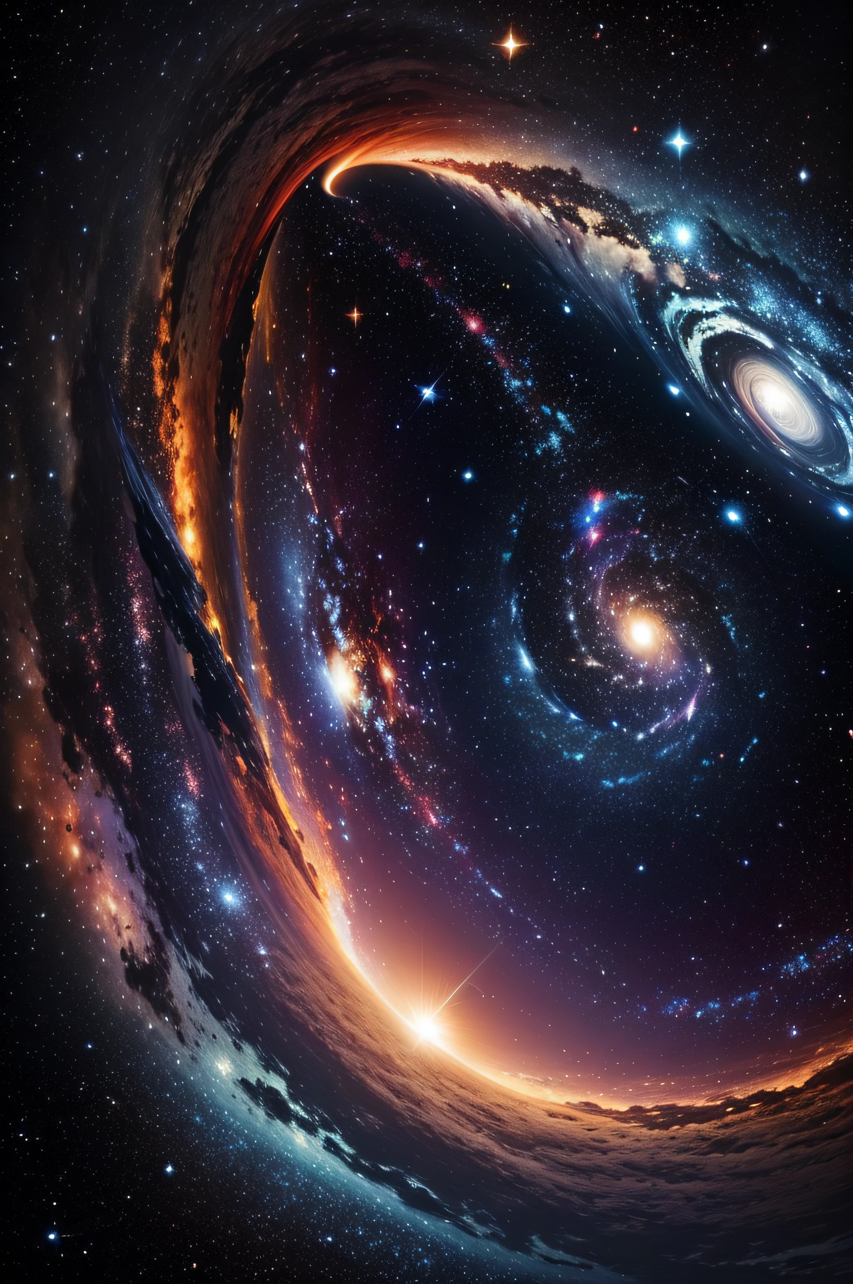 Image of the Universe with Galaxies Constellations and the Planet Earth