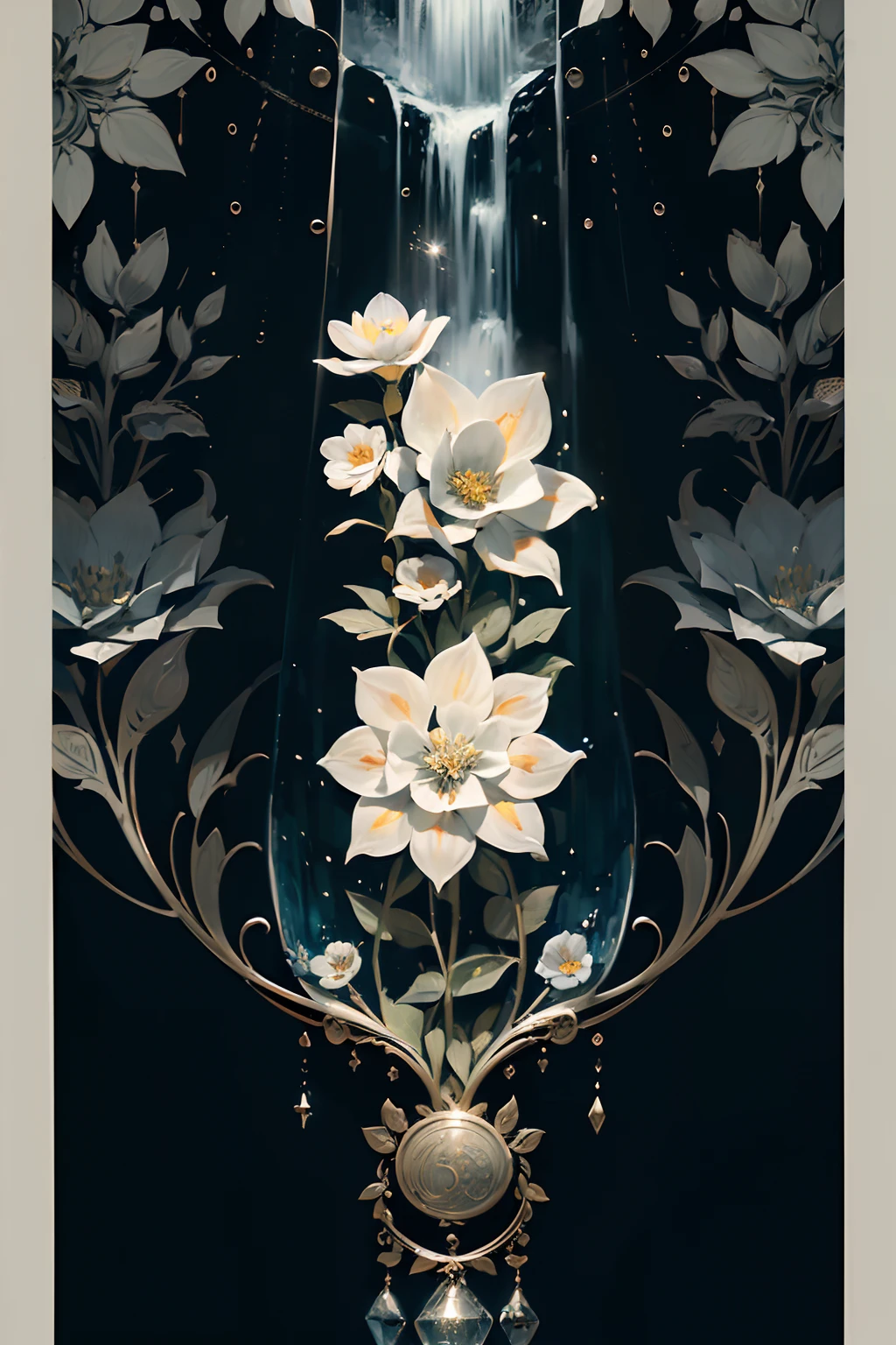 (intricate detailed flower Иванна waterfall and fractal Beatrice detail waterfall:1.3), Bridget stardust detail, beauty Alice point, Angelica, Diana, Dyne, Helena, intricate detailed texture, intricate details, 32k resolution, intricate detail background, high contrast, highly quality, extremely high quality, Карина lighting, Лейла effect, Маргарита heavy rain, Марья moon lighting blow, Серафима light black detail painting, expert precision including intricate examples of undeniably amazing image quality and detailed design,