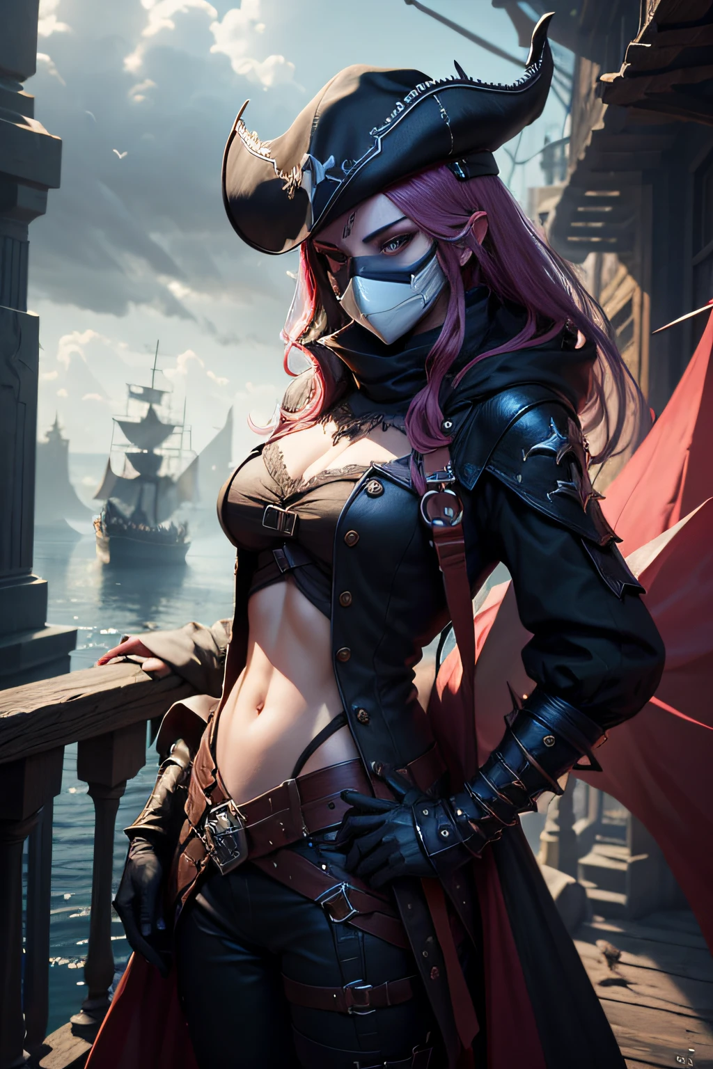 ark art darkweb pirate malefique, Utilisation d'un masque anonyme, d'un chapeau capitaine, d'un parachute,d'un sabre, darkness,obscur,4K