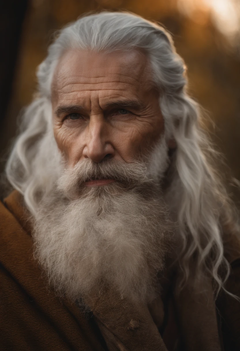 HD masterpiece, beste-Qualit, high resolucion, 4k, Medieval, (((un vieux homme de 70 ans))) avec une (Barbe blanche), traits du visage forts, torse nu, ((gros ventre)) marche dans le sable en automne . Il y a des vapeurs, brumes volumineuses, nuit, givre, background : pentagram