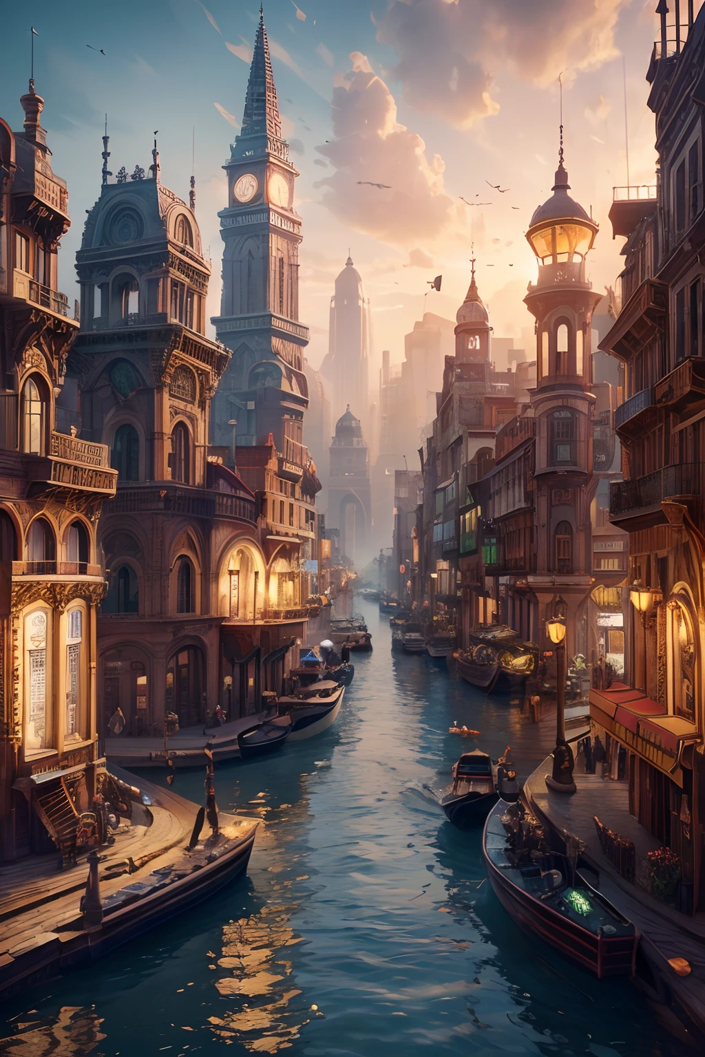 ((best quality)), ((masterpiece)), ((realistic,digital art)), (hyper detailed),DonMM4ch1n3W0rld Steampunk City Vibrant Coral Ecosystem, octane rendering, raytracing, volumetric lighting, Backlit,Rim Lighting, 8K, HDR,