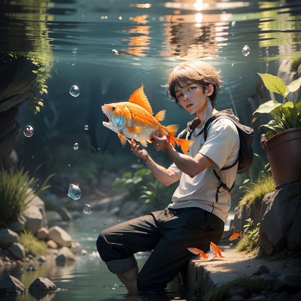 Pictures for the tale of fishing who caught a goldfish --auto
