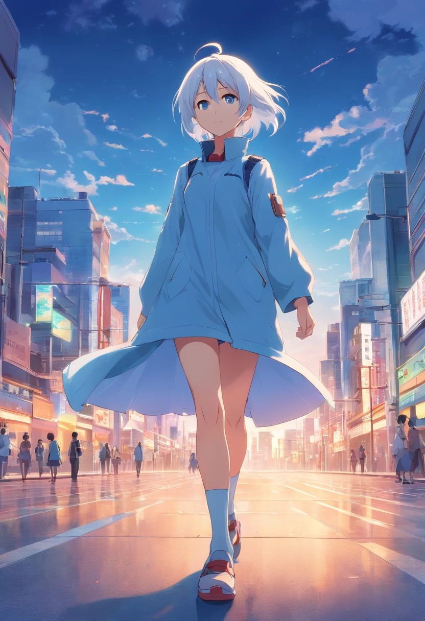 a girl1 anime character with white hair and blue eyes, character album cover, full art, antasy character, full art illustration, full portrait of elementalist, character profile art, official character art, official character illustration, merlin, high detailed official artwork, game key art, omoide emanon, oz, mobile game art, among us character
