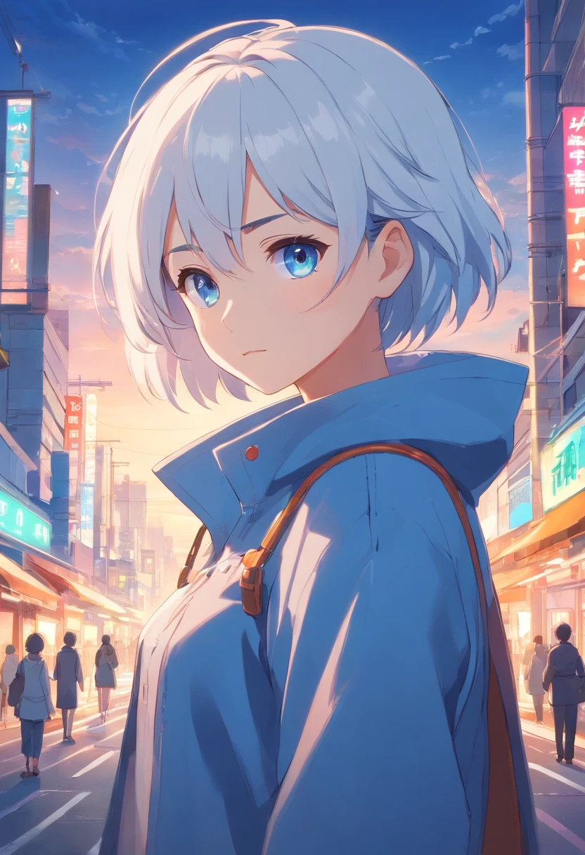 a girl1 anime character with white hair and blue eyes, character album cover, full art, antasy character, full art illustration, full portrait of elementalist, character profile art, official character art, official character illustration, merlin, high detailed official artwork, game key art, omoide emanon, oz, mobile game art, among us character