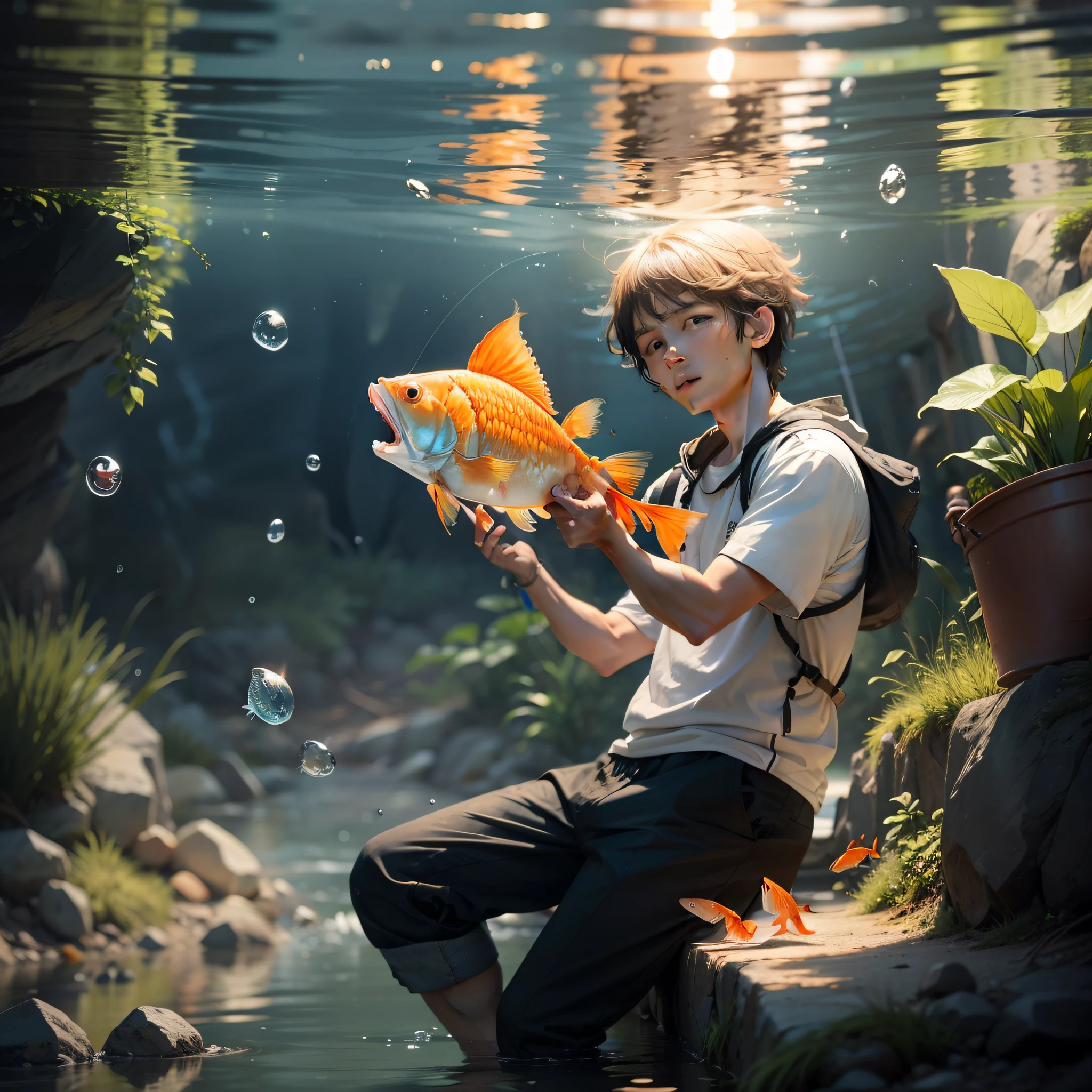 Pictures for the tale of fishing who caught a goldfish --auto