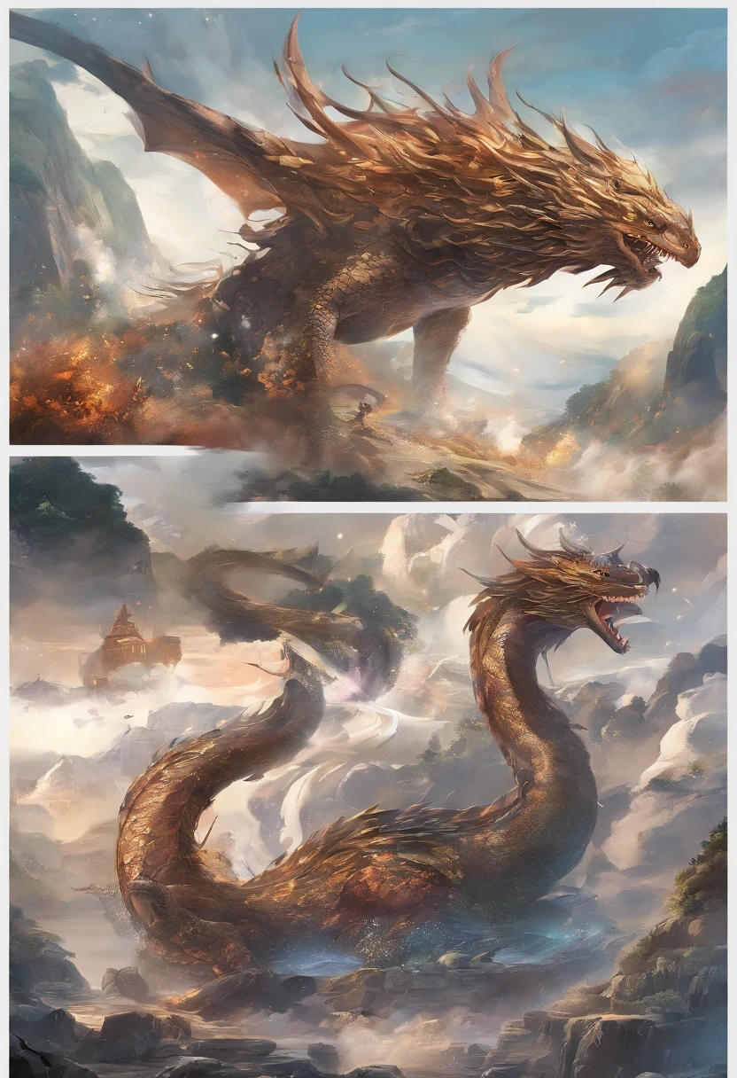 Dragon turtle(Heavy tortoiseshell shell,faucet,The long tail of the snake),tosen,Huge waves,China-style,oc rendered,super-fine,Hyper-realistic,Ultra photo realsisim,high qulity,8K high resolution,ultra - detailed