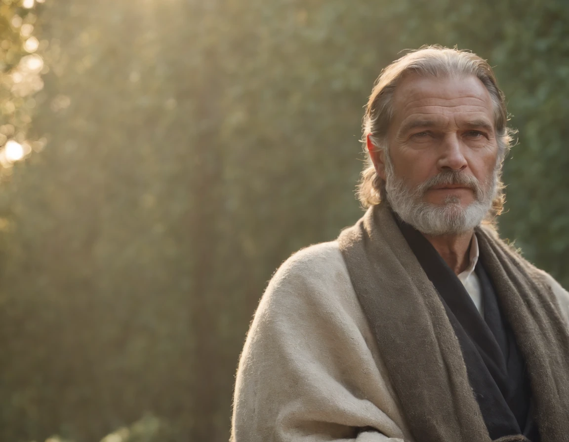 HD masterpiece, beste-Qualit, high resolucion, 4k, religion, (((1 vieux homme nu de 70 ans))) (Barbe blanche) traits du visage forts torse poilu, fat, marche dans le sable. hairy chest, brief, brumes volumineuses, nuit profonde, brume, background : brume et vapeur verte