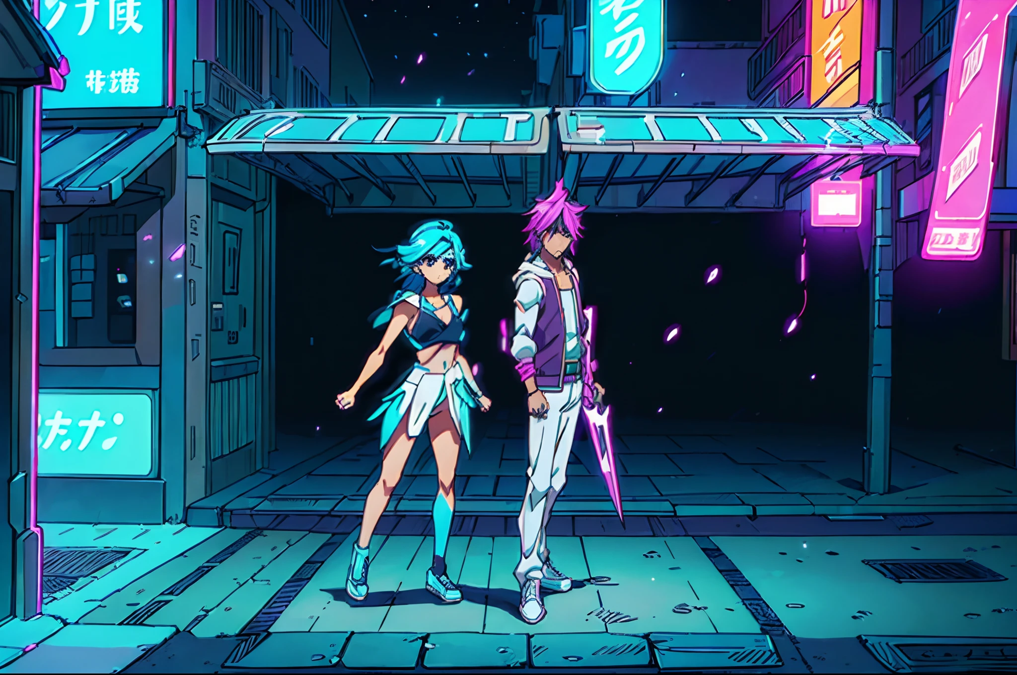 (melhor qualidade: 0.8), (melhor qualidade: 0.8), Perfect anime illustration, street neon city