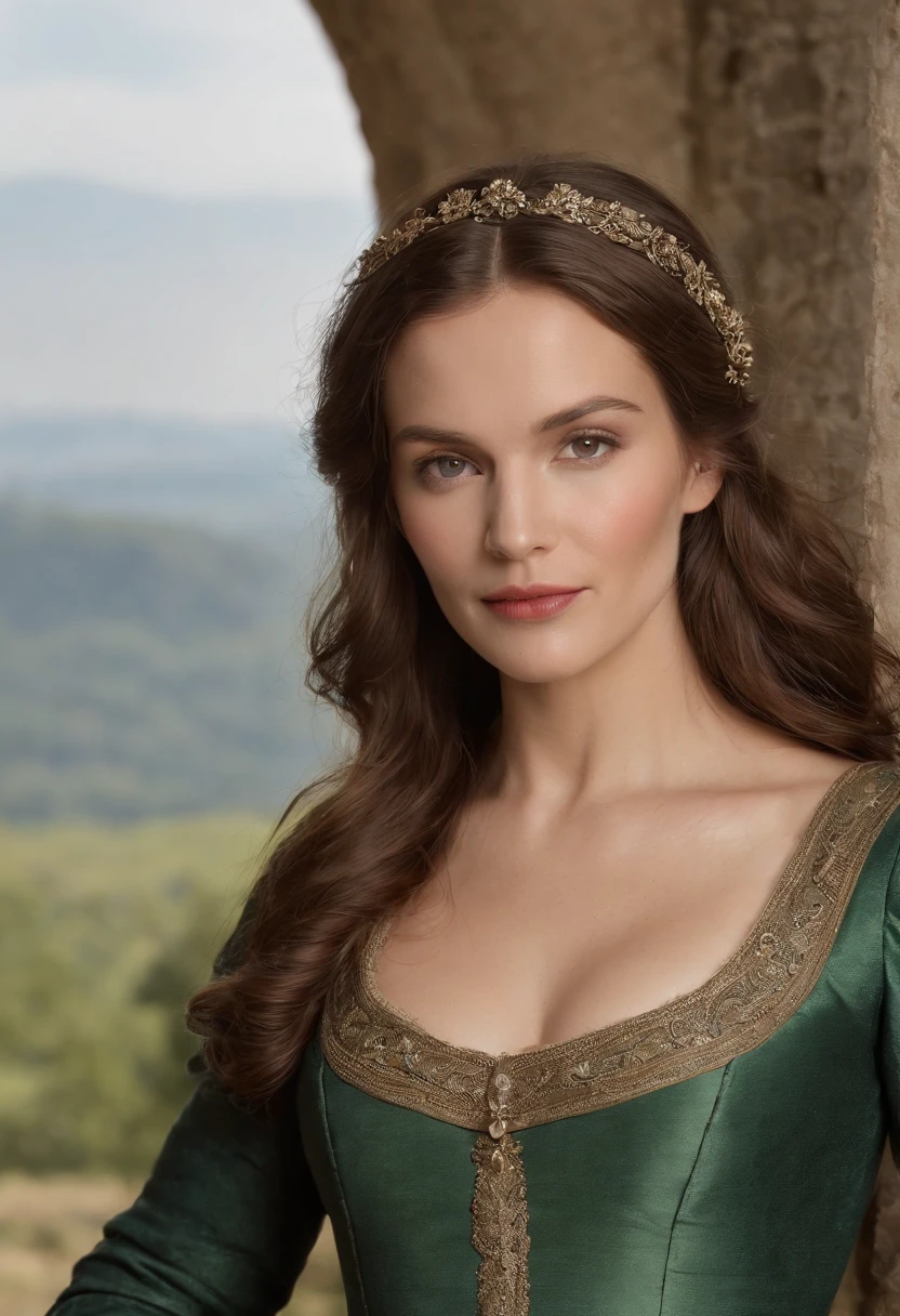 (((Una profunda herida rojiza cruza su mejilla izquierda))) tez clara, LARGE WET BREASTS Woman around 50 years old, CUERPO ENTERO cabello blanco natural, Ojos verdes distintivos, Uso de Kohl, Delgado y elegante, Beautiful, Luz de velas en un entorno medieval, Ultra Sharp Focus, Toma realista, Ropa femenina medieval, triadic colours (cicatriz:1.4)