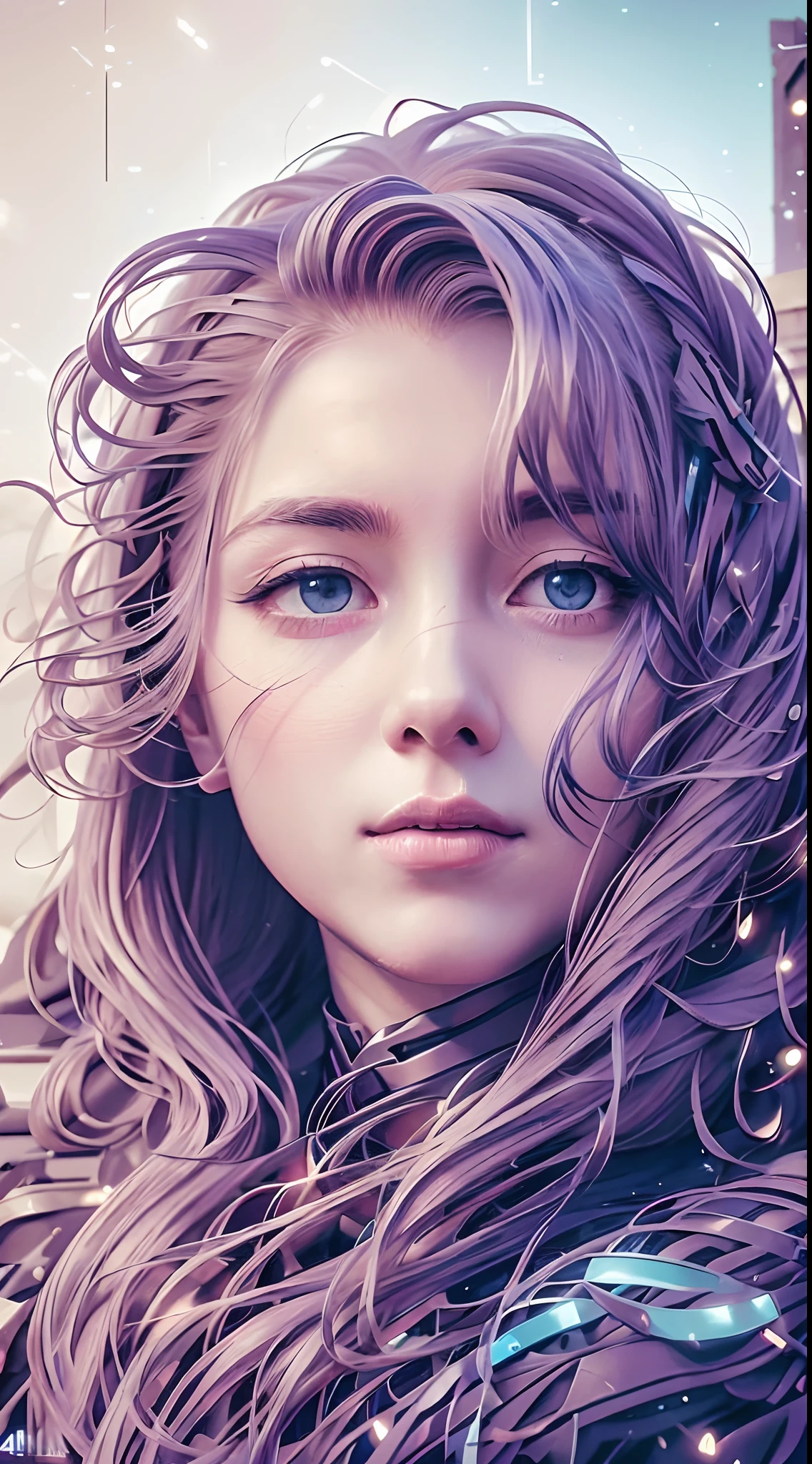 Stable diffusion cues:
lavender hair, Light blue eyes, A woman wearing a red and white mech, Metallic texture, (Best quality,4K,A high resolution,Masterpiece:1.2), Ultra-detailed, Realistic:1.37, sportrait, Vibrant colors, Soft lighting, ruined city in the background