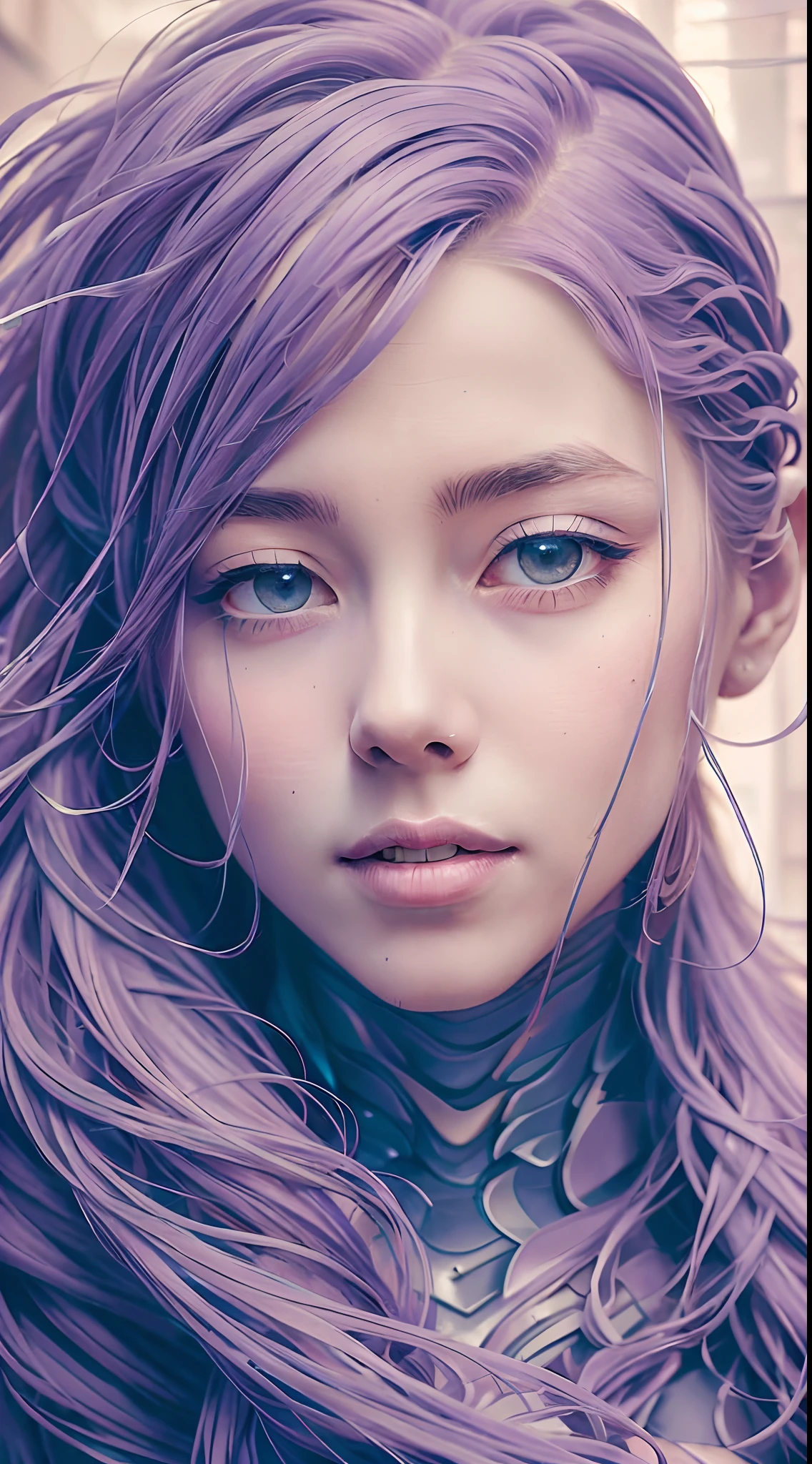 Stable diffusion cues:
lavender hair, Light blue eyes, A woman wearing a red and white mech, Metallic texture, (Best quality,4K,A high resolution,Masterpiece:1.2), Ultra-detailed, Realistic:1.37, sportrait, Vibrant colors, Soft lighting, ruined city in the background