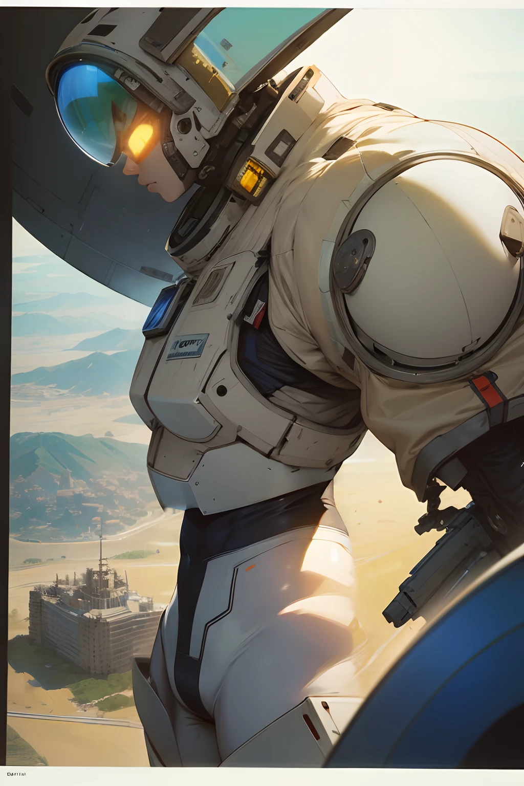 Thick muscular astronaut waist, mecha suit waist.