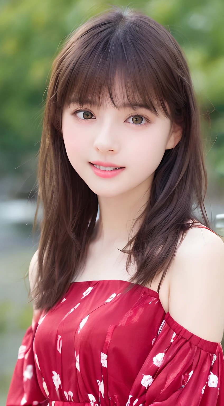 Masterpiece, Teen, Best quality, 8K, 14 year old, Teenage uncensored, RAW photo, absurderes, award winning portrait, Smile, Solo, Night, neonlight, Idol face, violaceaess, gardeniass, Delicate girl, Digital SLR, view the viewer, candid, Sophisticated, Youthful, Thin arms, Professional lighting, filmgrain, color difference, (ultra-realistic realism)、(illustratio)、(A high resolution)、(8K)、(The is very detailed)、(Best Illustration)、(Beautifully detailed eyes)、(top-quality)、(ultra - detailed)、(tmasterpiece)、(the wallpaper)、(A detailed face)、独奏、1 girl in、looking at viewert、finedetail、A detailed face、in the darkness nigth、deep shading、low tune、pureerosfaceace_V1、A smile、Long、Black shawl straight hair、46-point diagonal bangs, (Silk dress、Long skirt)(cropped shoulders)The view of the castle、、Stand against the wall(Detailed eyes and face:1.0), (Bokeh:1.1)